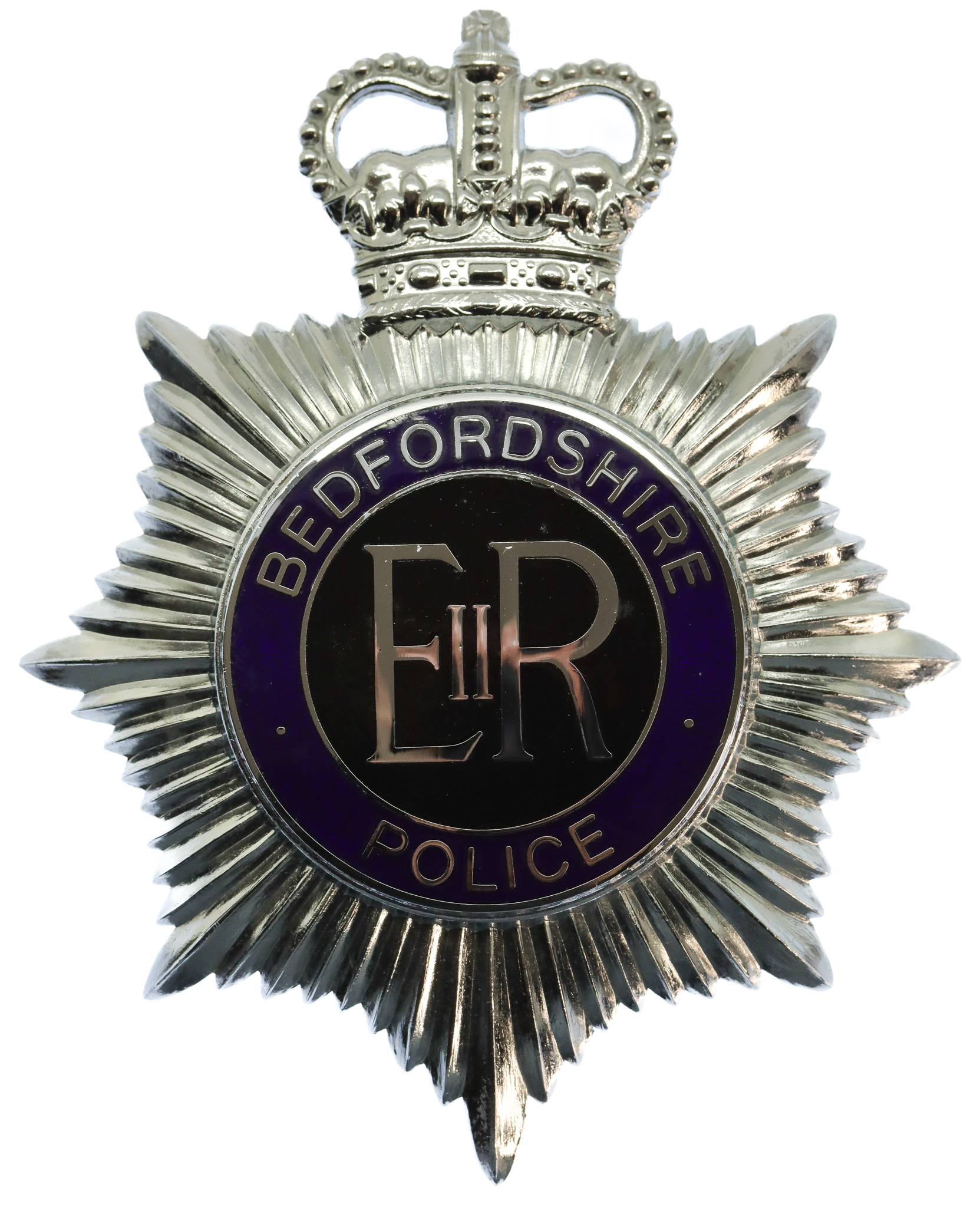 Bedfordshire Police Enamelled Helmet Plate - Queen's Crown