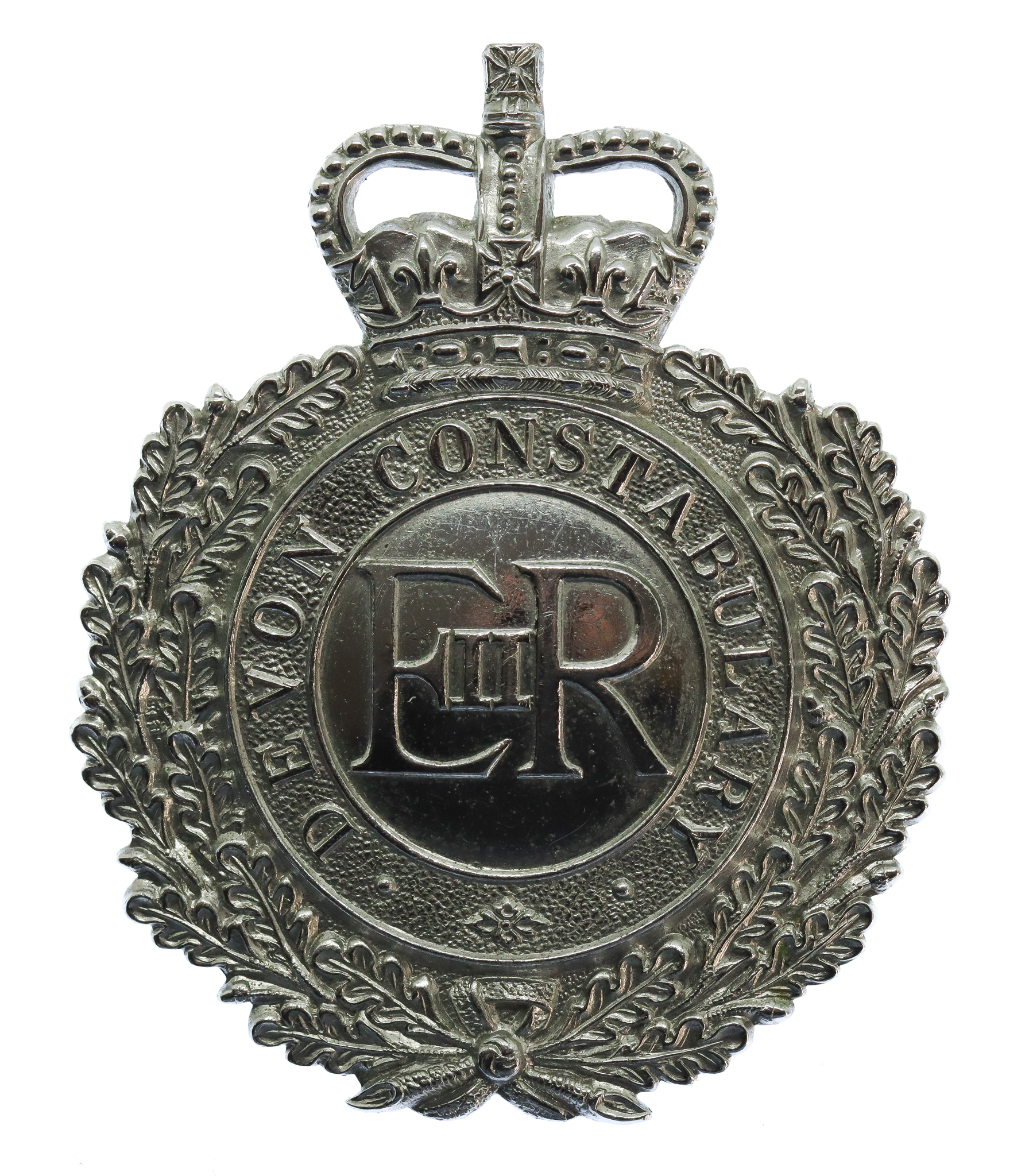 Devon Constabulary Wreath Helmet Plate - Queen's Crown