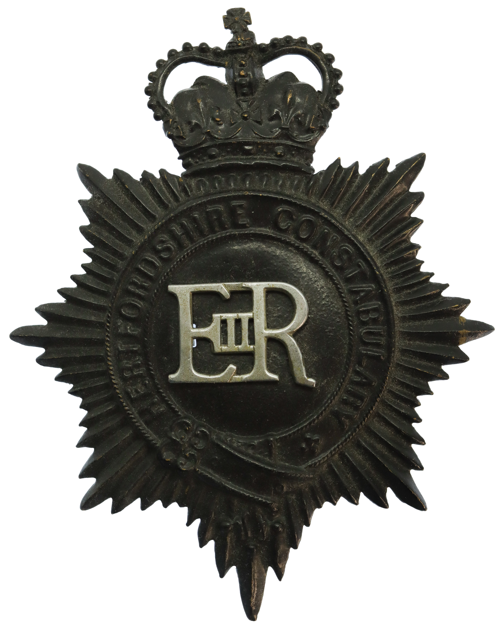 Hertfordshire Constabulary Night Helmet Plate - Queen's Crown