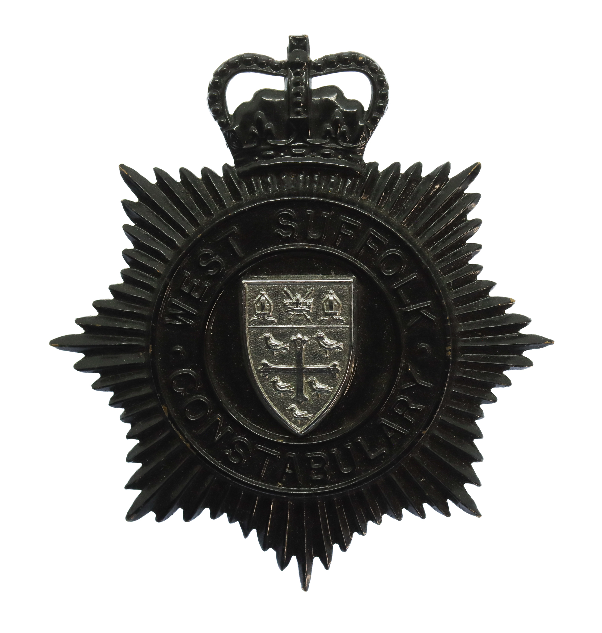 West Suffolk Constabulary Small Star Night Helmet Plate - Queen's Crown