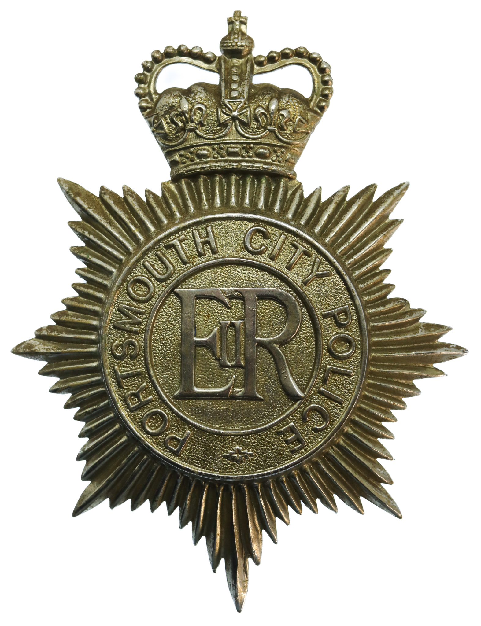 Portsmouth City Police Helmet Plate - Queen's Crown