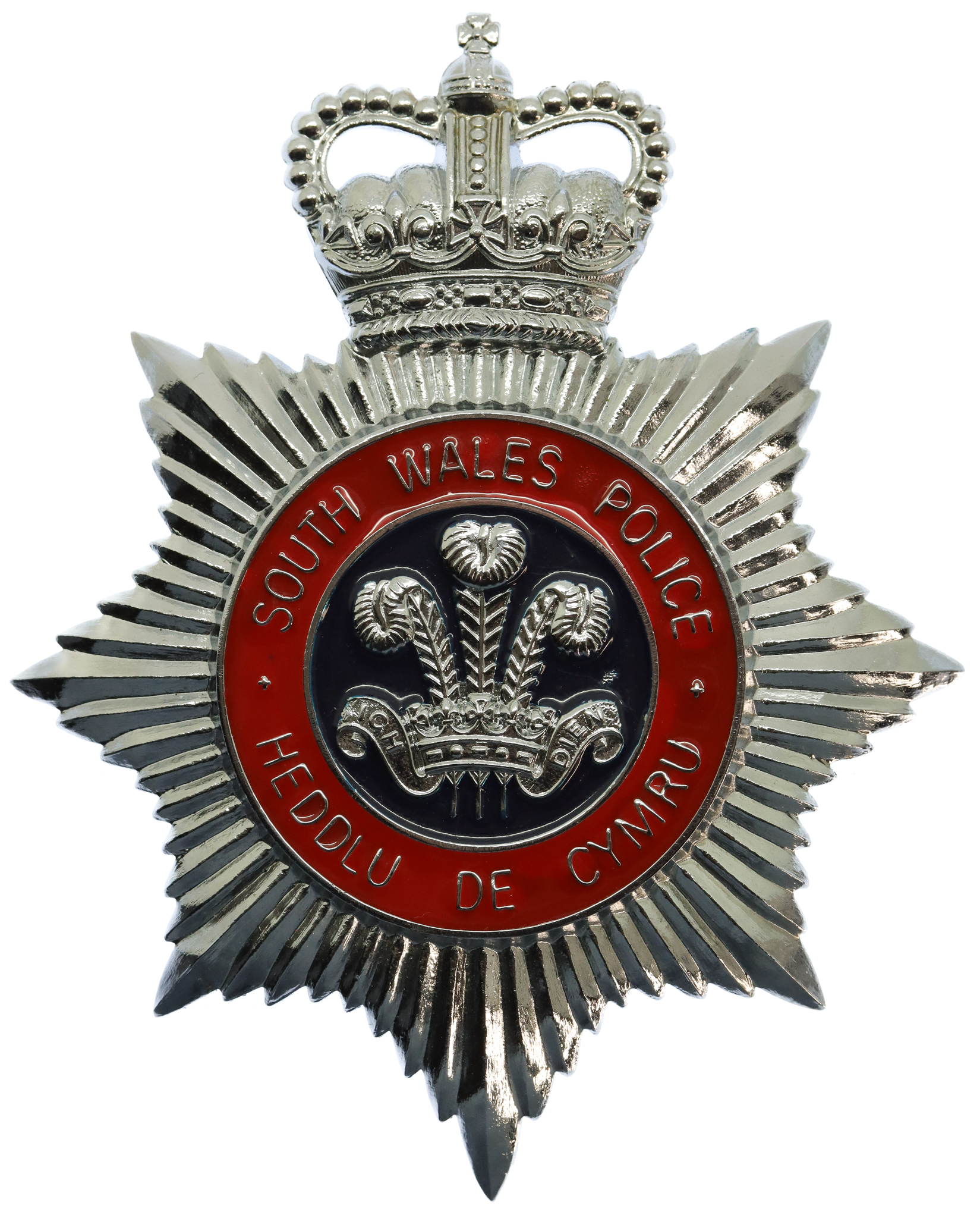 South Wales Police (Heddlu De Cymru) Enamelled Helmet Plate - Queen's Crown