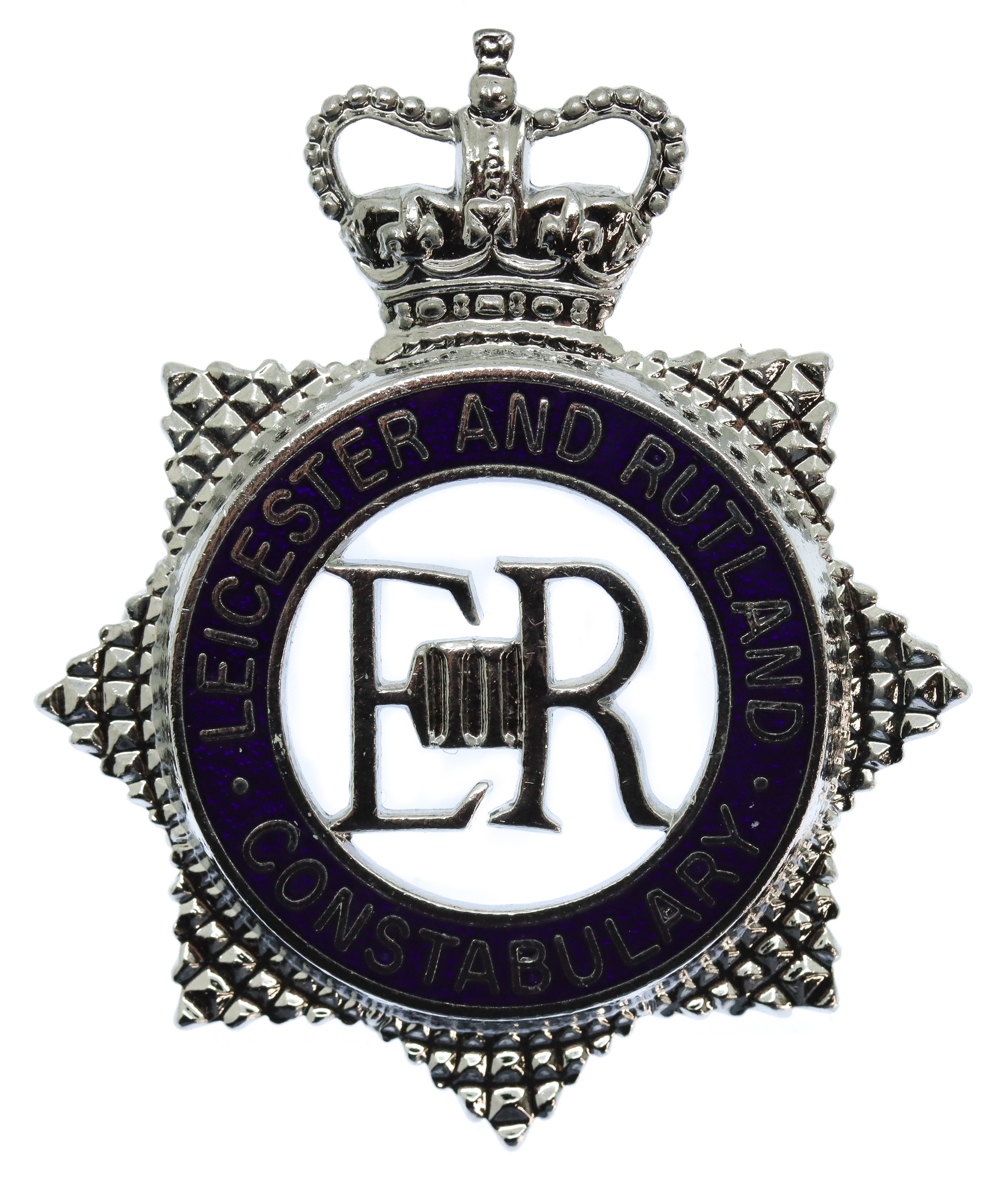 Leicester and Rutland Constabulary Senior Officer's Enamelled Cap Badge - Queen's Crown