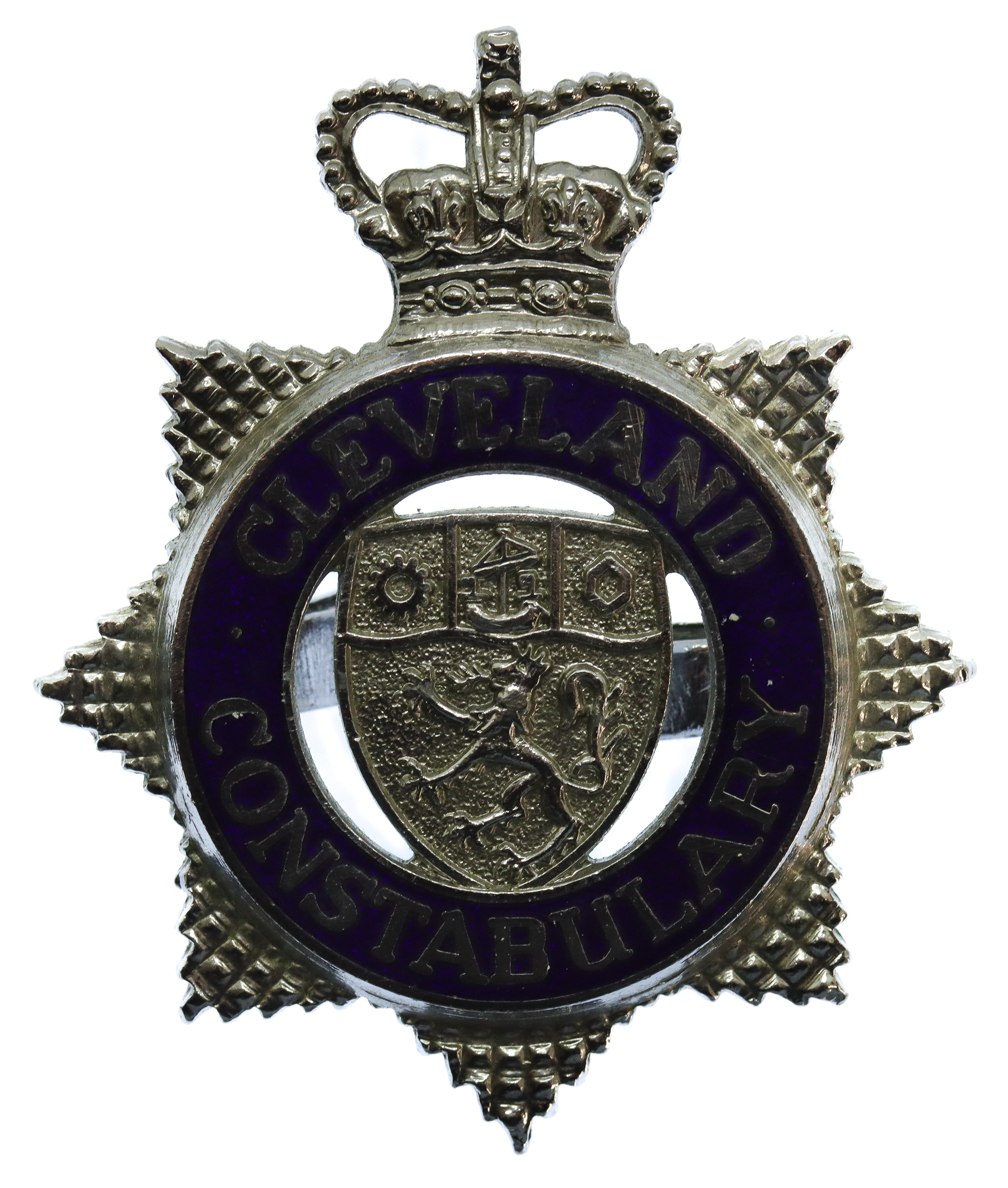 Cleveland Constabulary Senior Officer's Enamelled Cap Badge - Queen's Crown