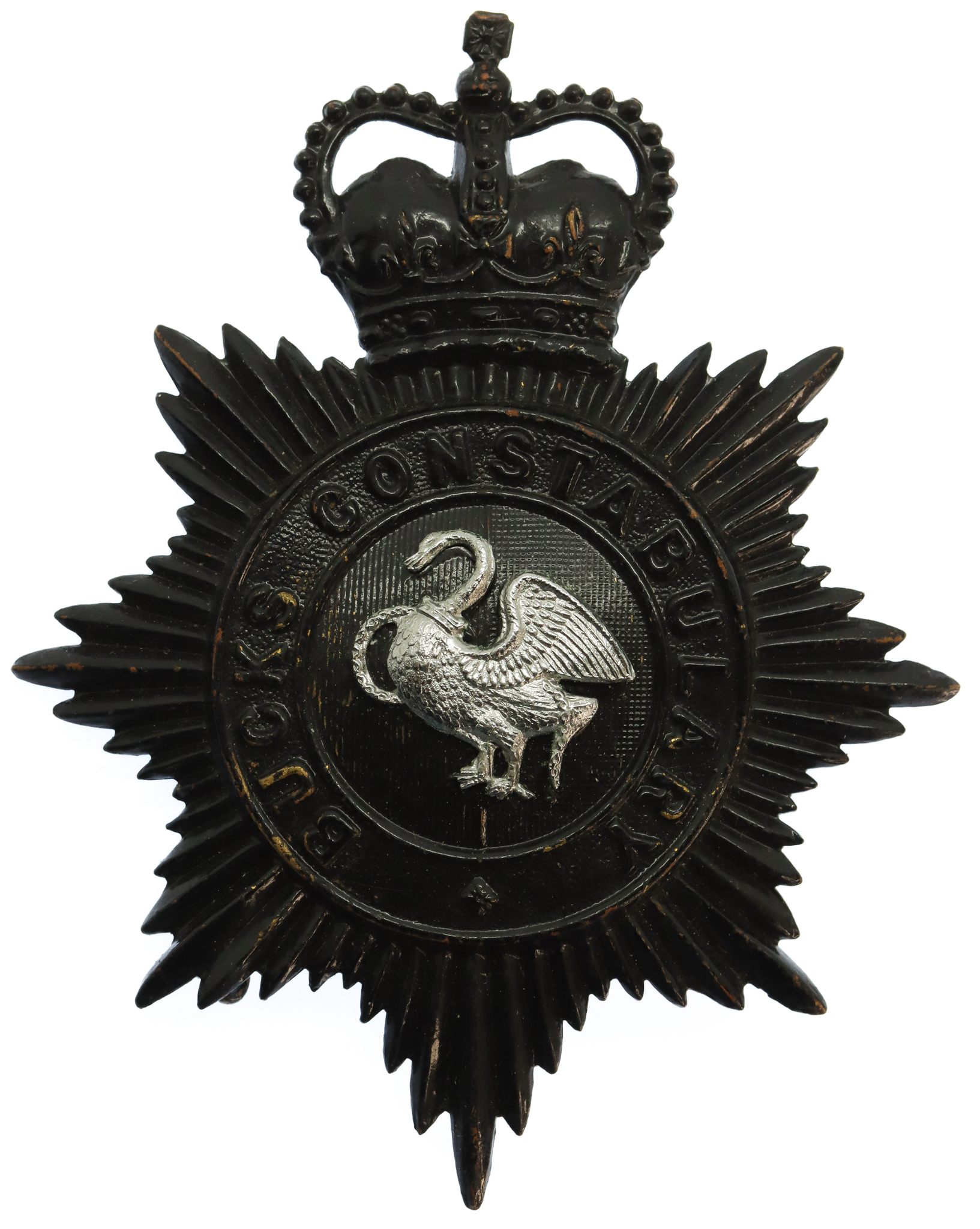 Buckinghamshire Constabulary Night Helmet Plate - Queen's Crown