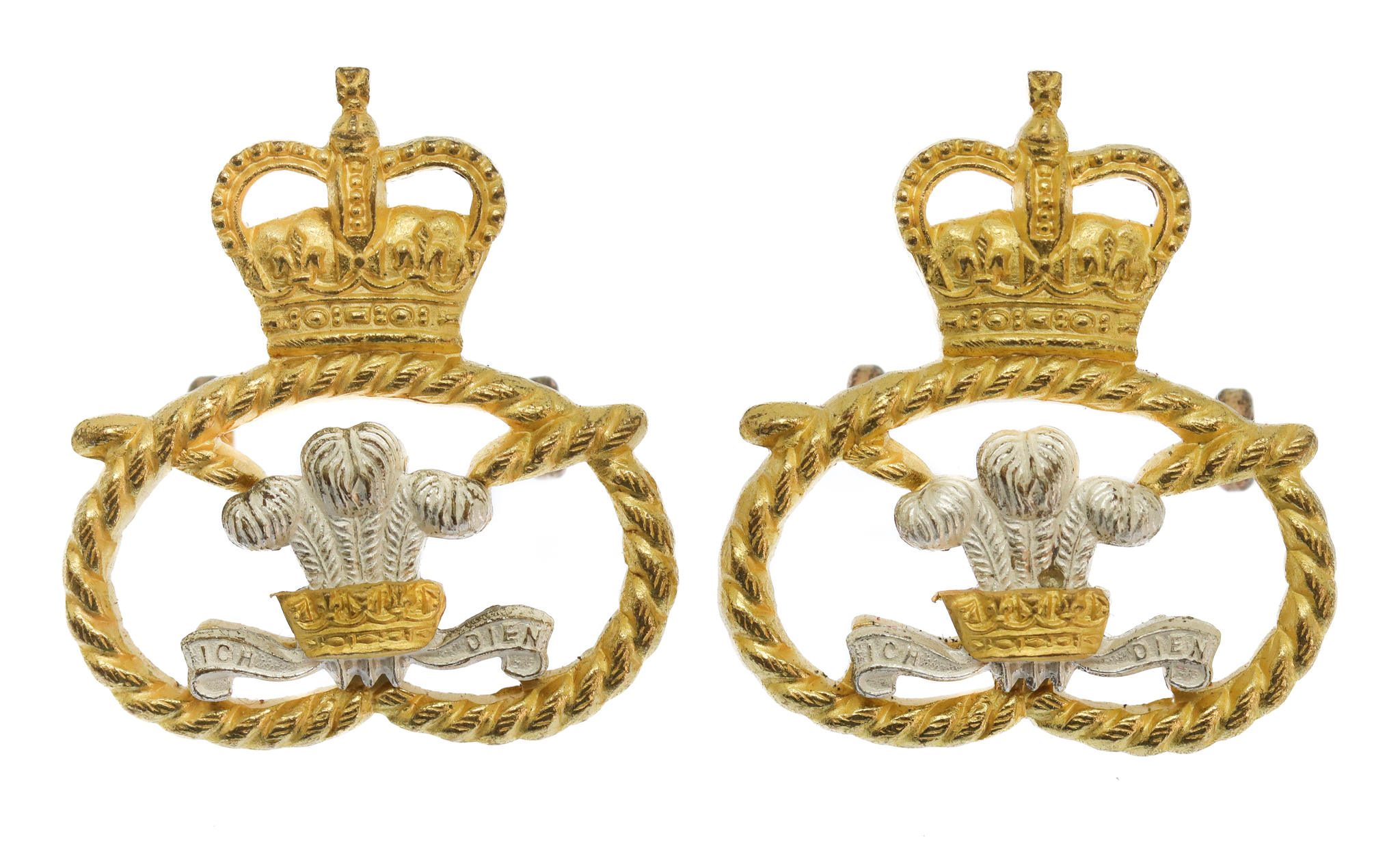 Pair of Staffordshire Regiment Officer's Silvered & Gilt Collar Badges