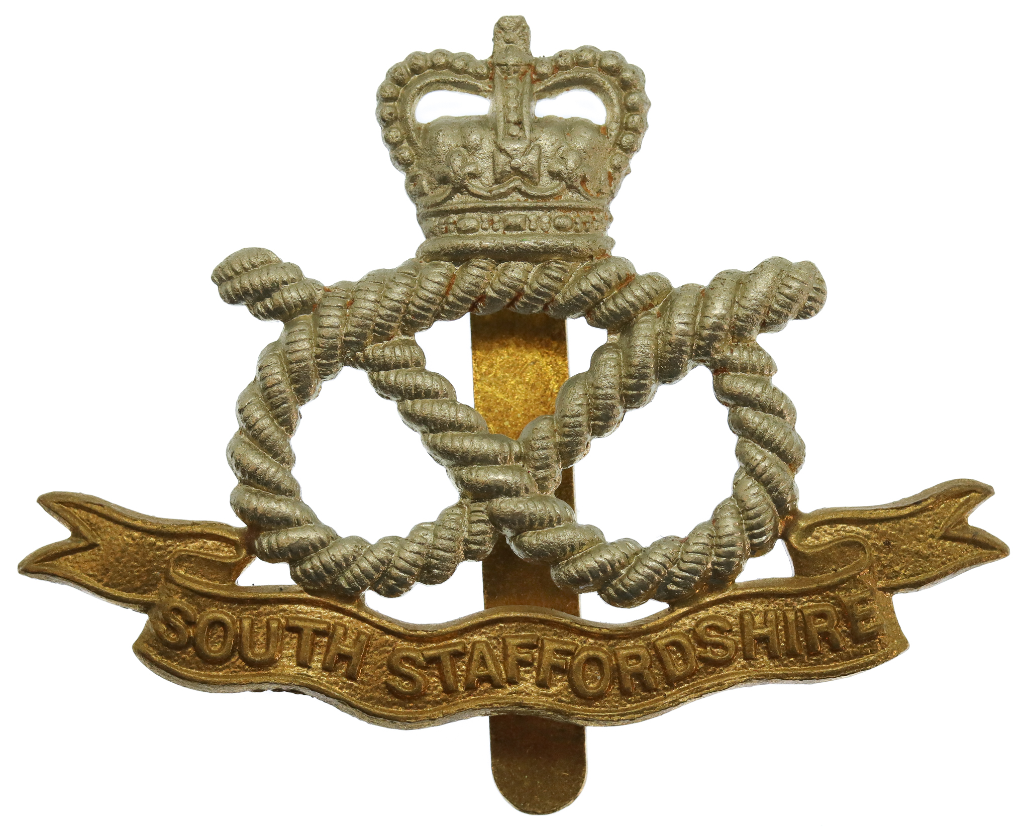South Staffordshire Regiment Bi-Metal Cap Badge - Queen's Crown