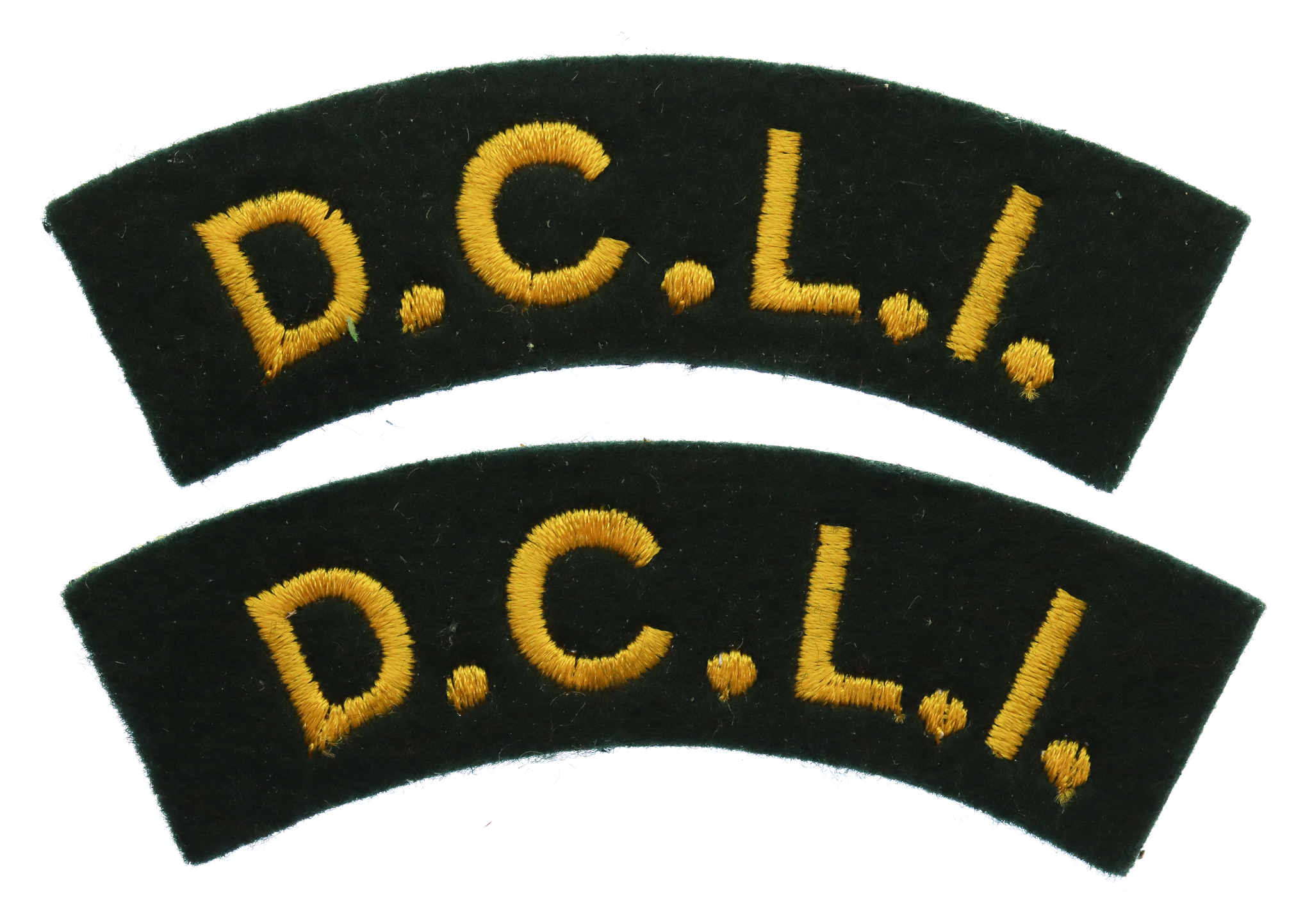 Pair of Duke of Cornwall's Light Infantry (DCLI) Cloth Shoulder Titles
