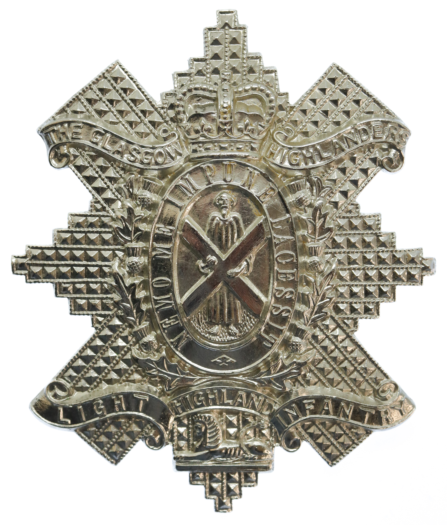 Glasgow Highlanders (Highland Light Infantry) Anodised (Staybrite) Cap Badge