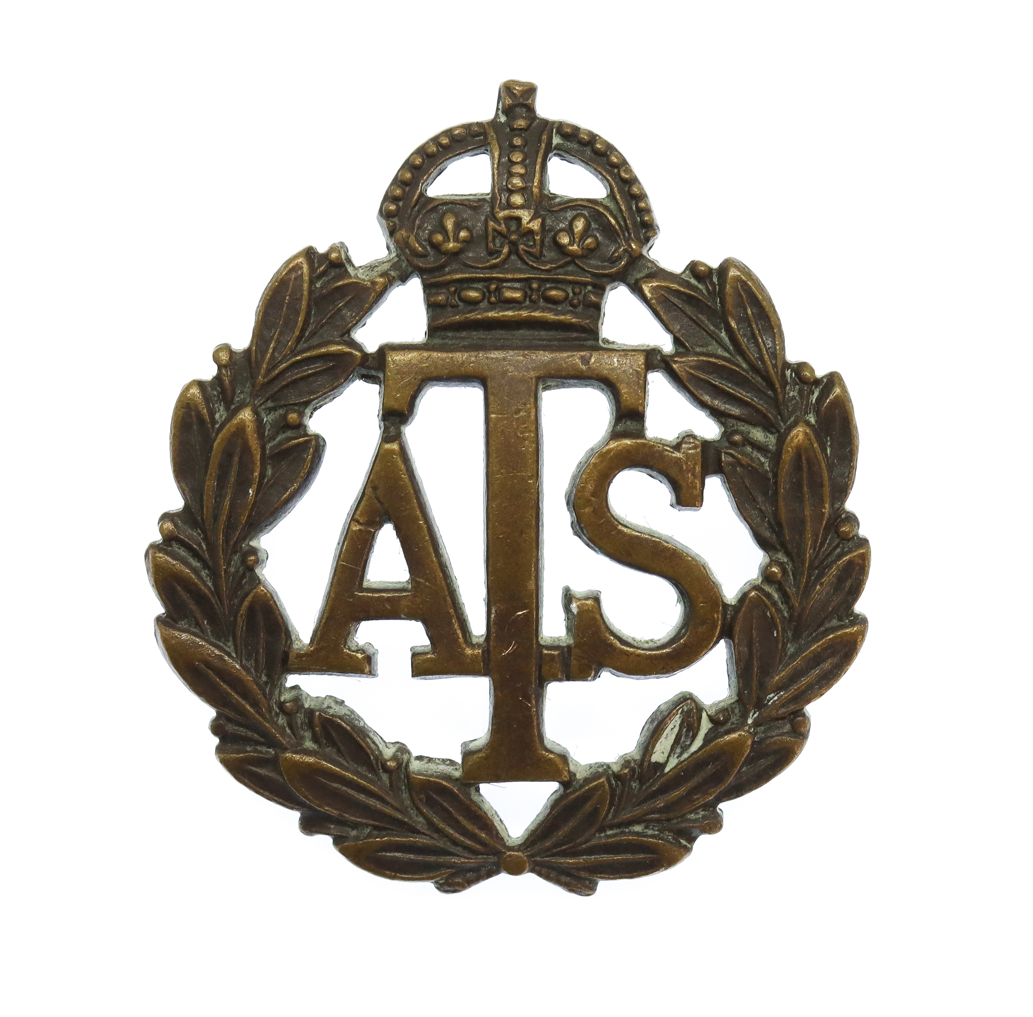 Auxiliary Territorial Service (A.T.S.) Officer's Service Dress Collar Badge - King's Crown