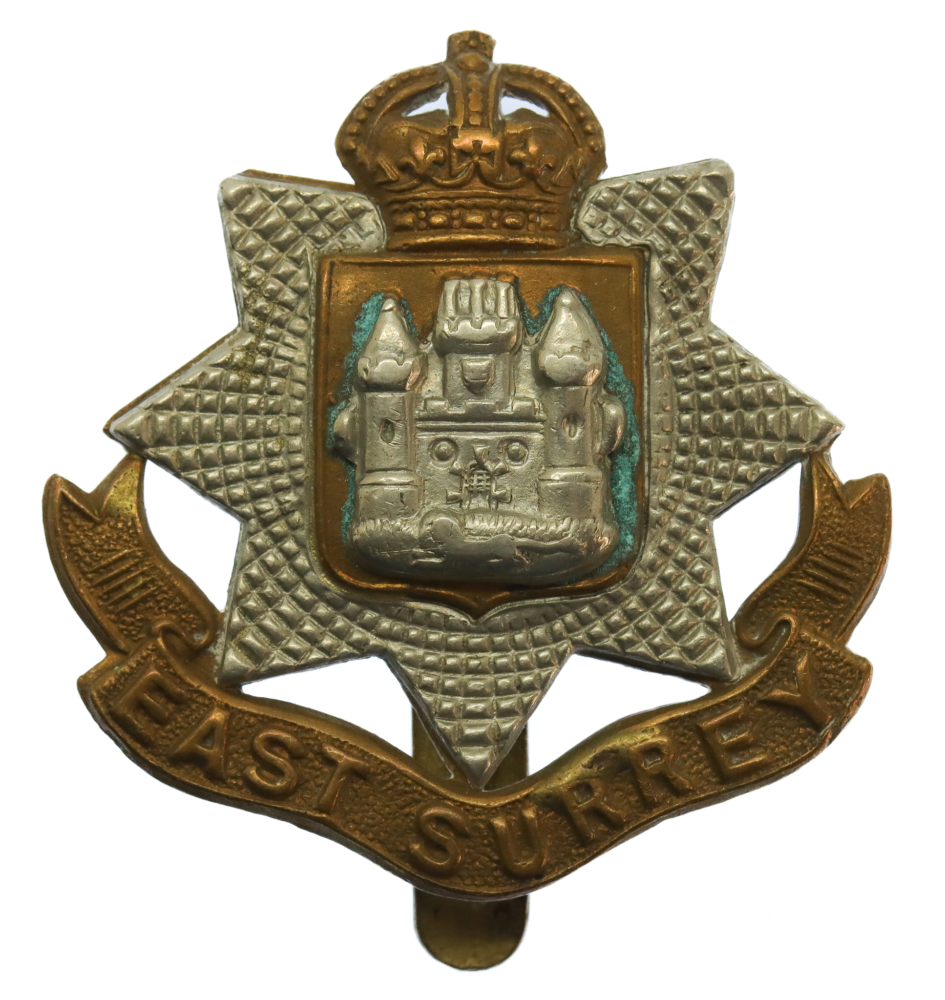 East Surrey Regiment Cap Badge - King's Crown