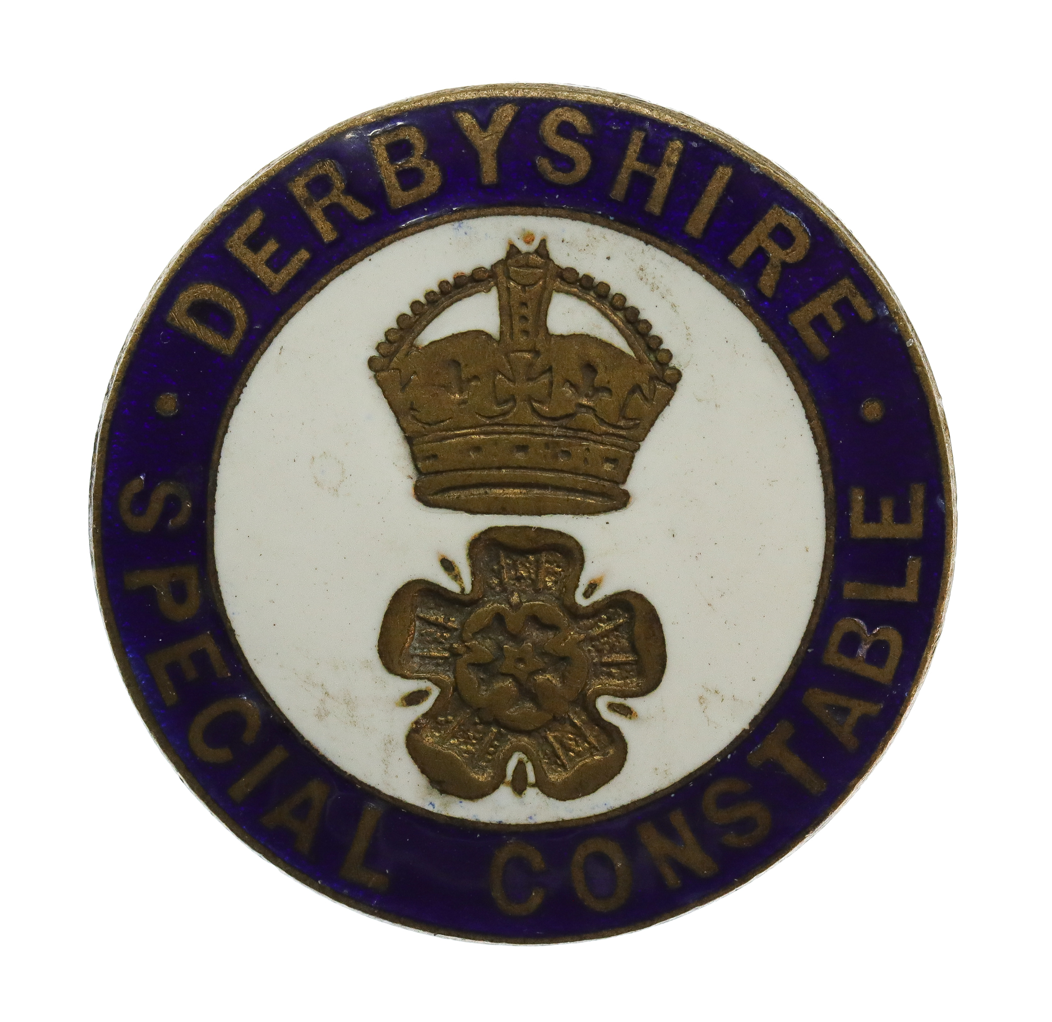 Derbyshire Special Constabulary Enamelled Lapel Badge - King's Crown