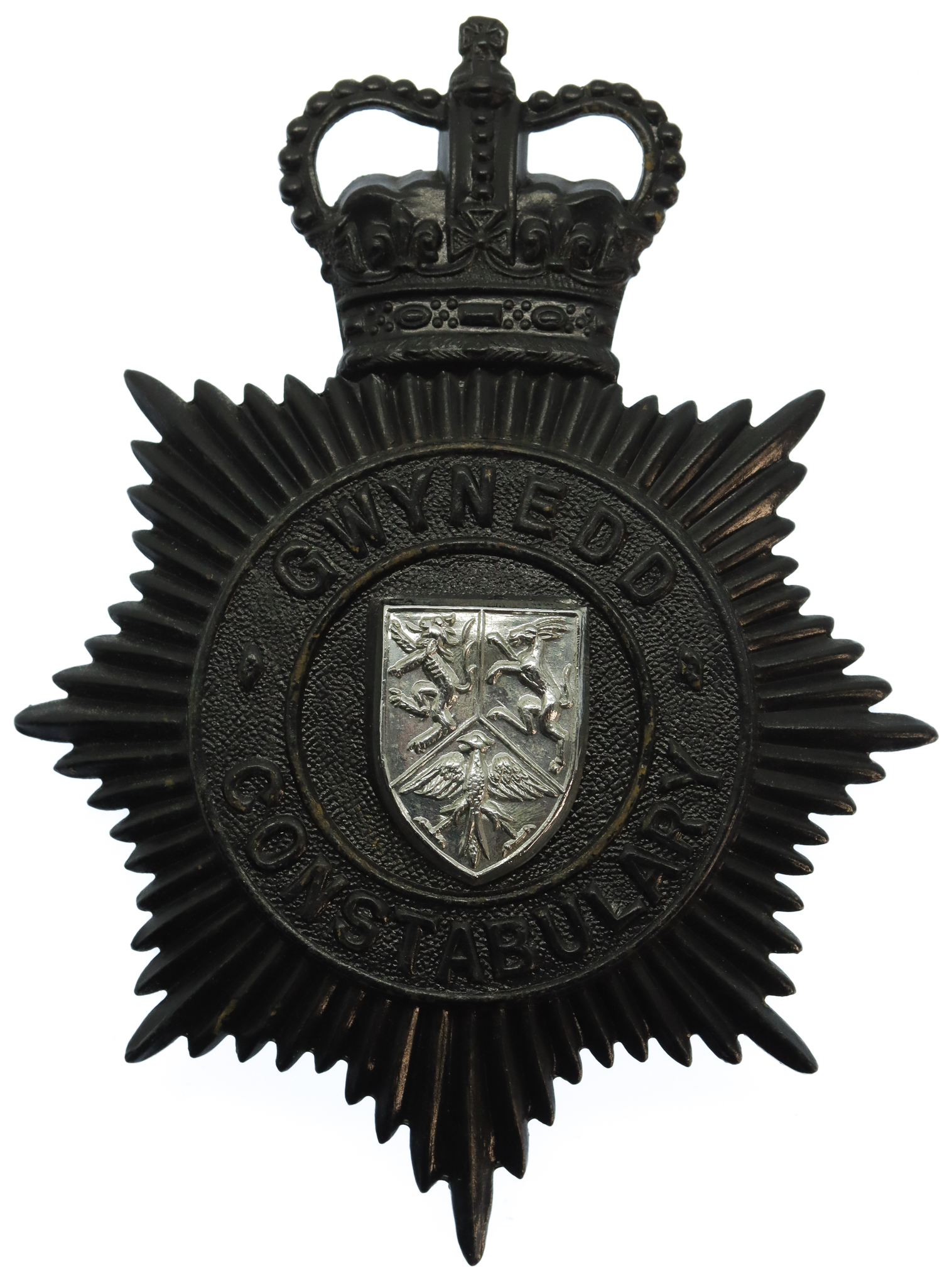 Gwynedd Constabulary Night Helmet Plate - Queen's Crown