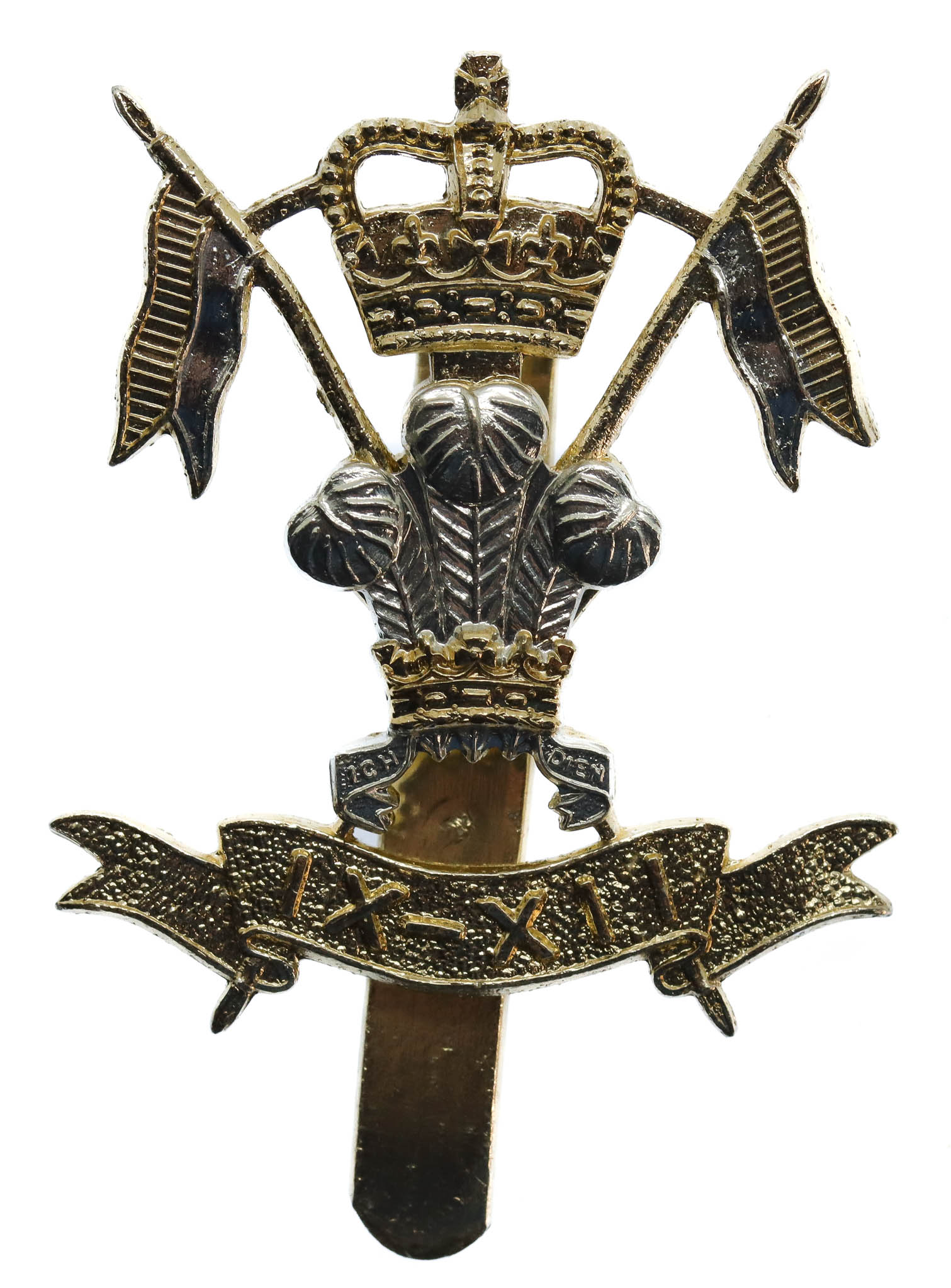 9th/12th Royal Lancers Anodised (Staybrite) Cap Badge