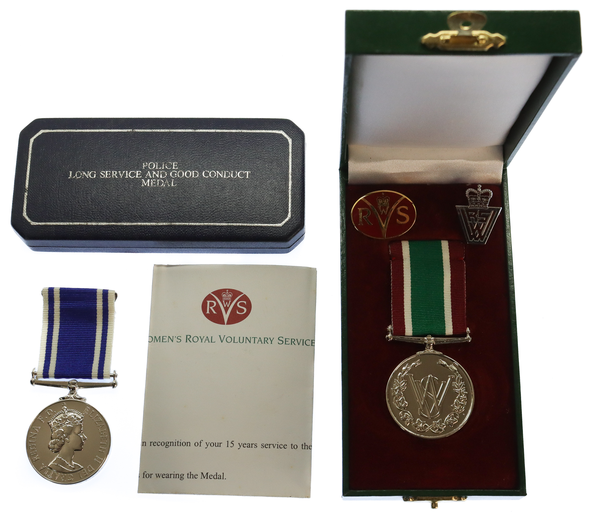 EIIR Police Exemplary Long Service & Good Conduct Medal and Women's Voluntary Service Medal to Husband and Wife