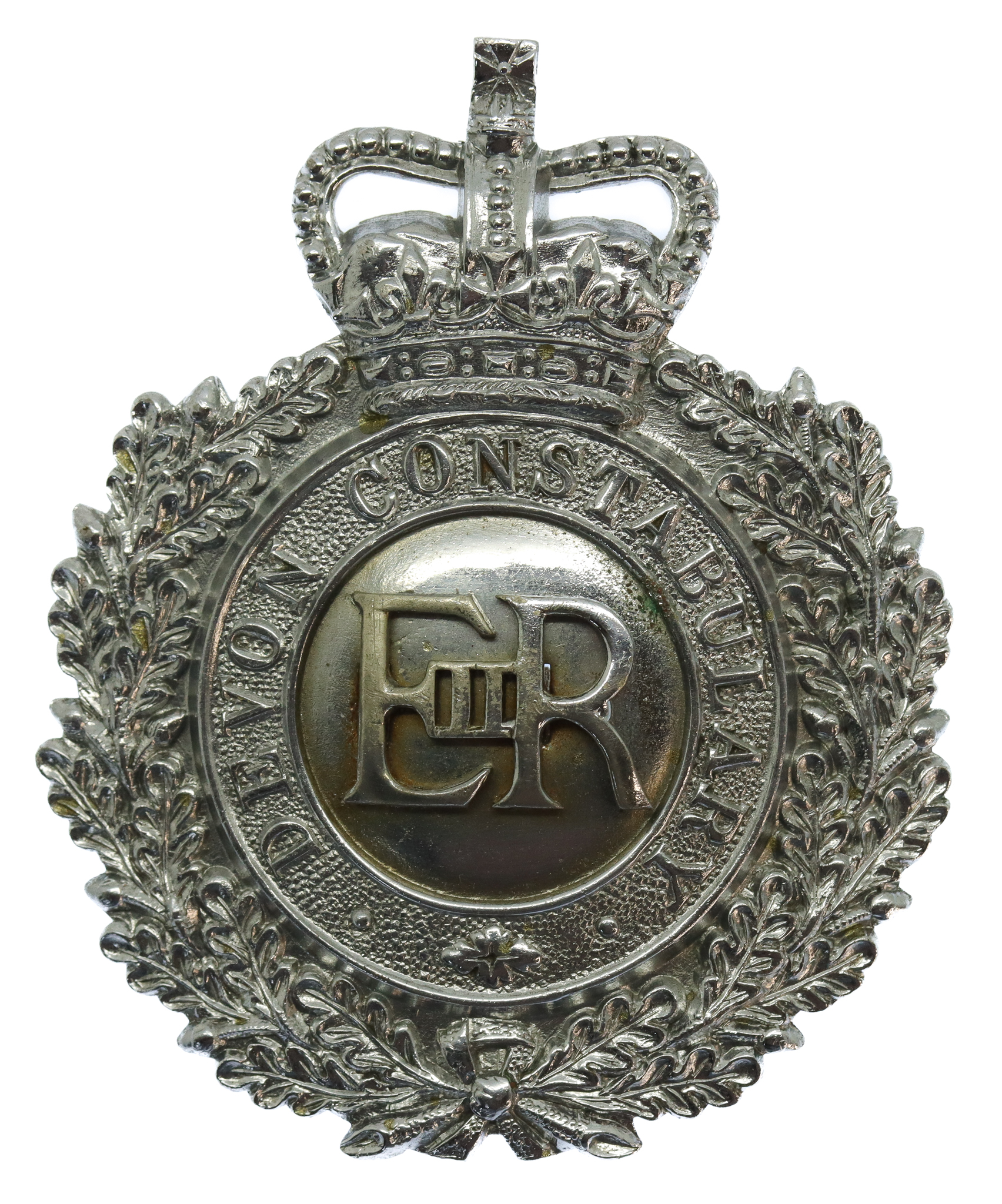 Devon Constabulary Wreath Helmet Plate - Queen's Crown