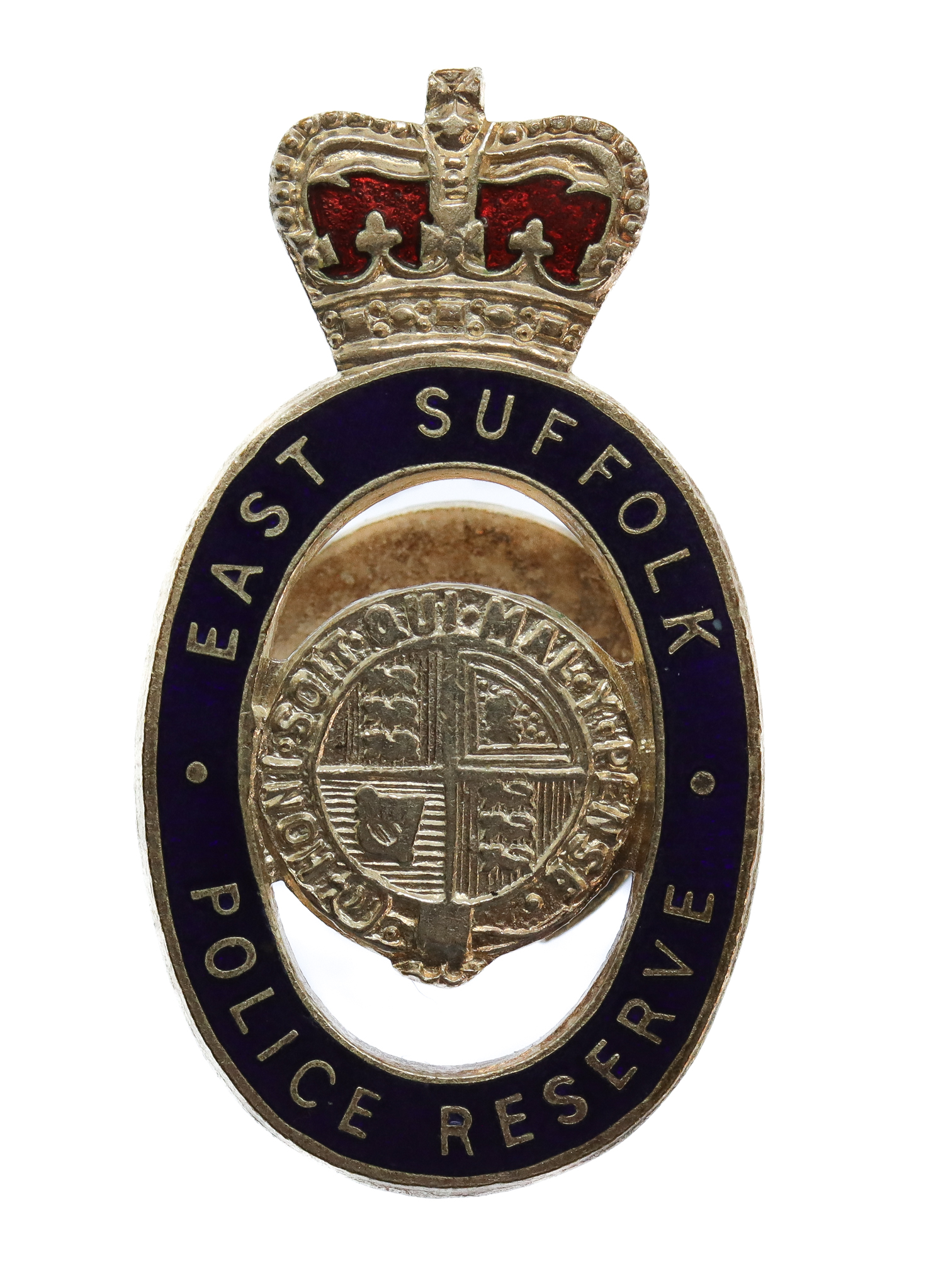 East Suffolk Police Reserve Enamelled Lapel Badge - Queen's Crown