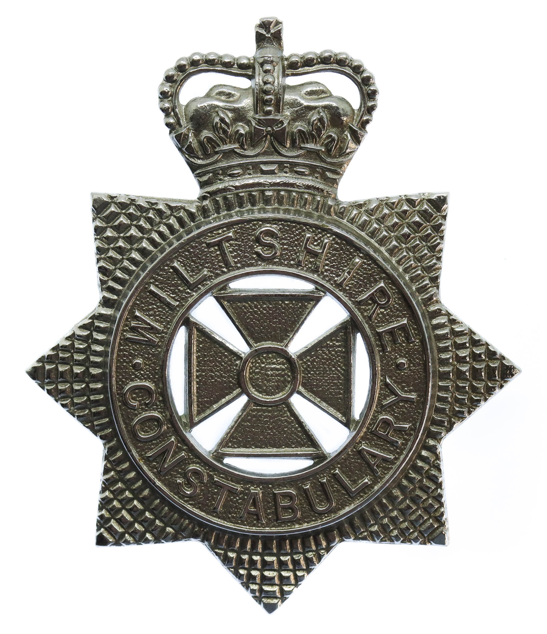 Wiltshire Constabulary Small Star Cap Badge/Helmet Plate - Queen's Crown