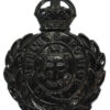 St. Helens Borough Police Blackened Metal Wreath Helmet Plate - King's Crown