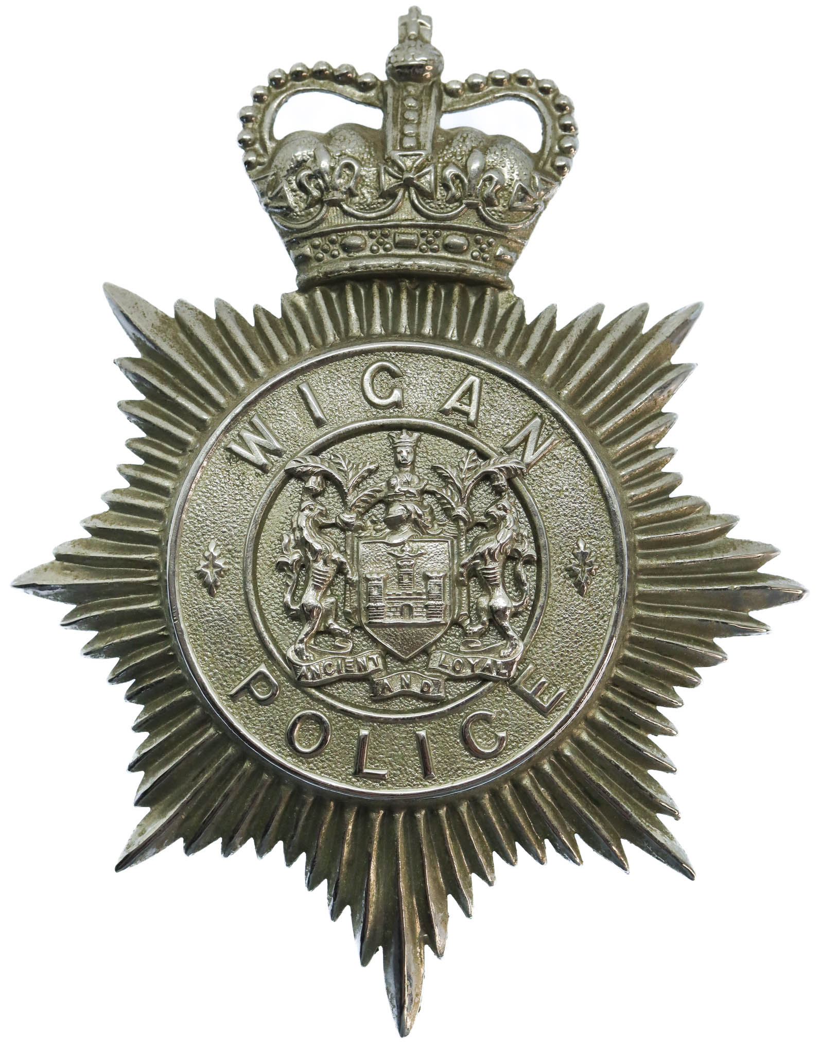 Wigan Borough Police Helmet Plate - Queen's Crown
