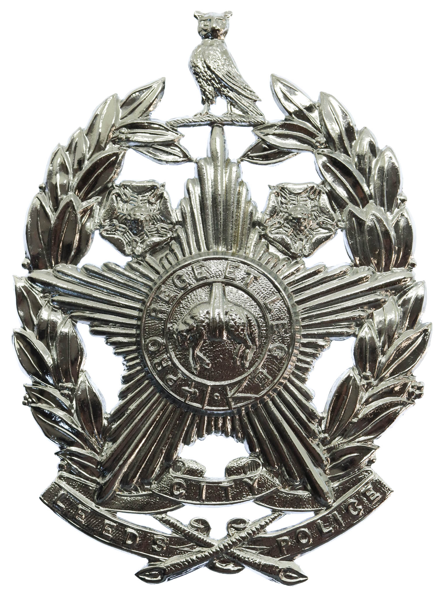 Leeds City Police Chrome Helmet Plate