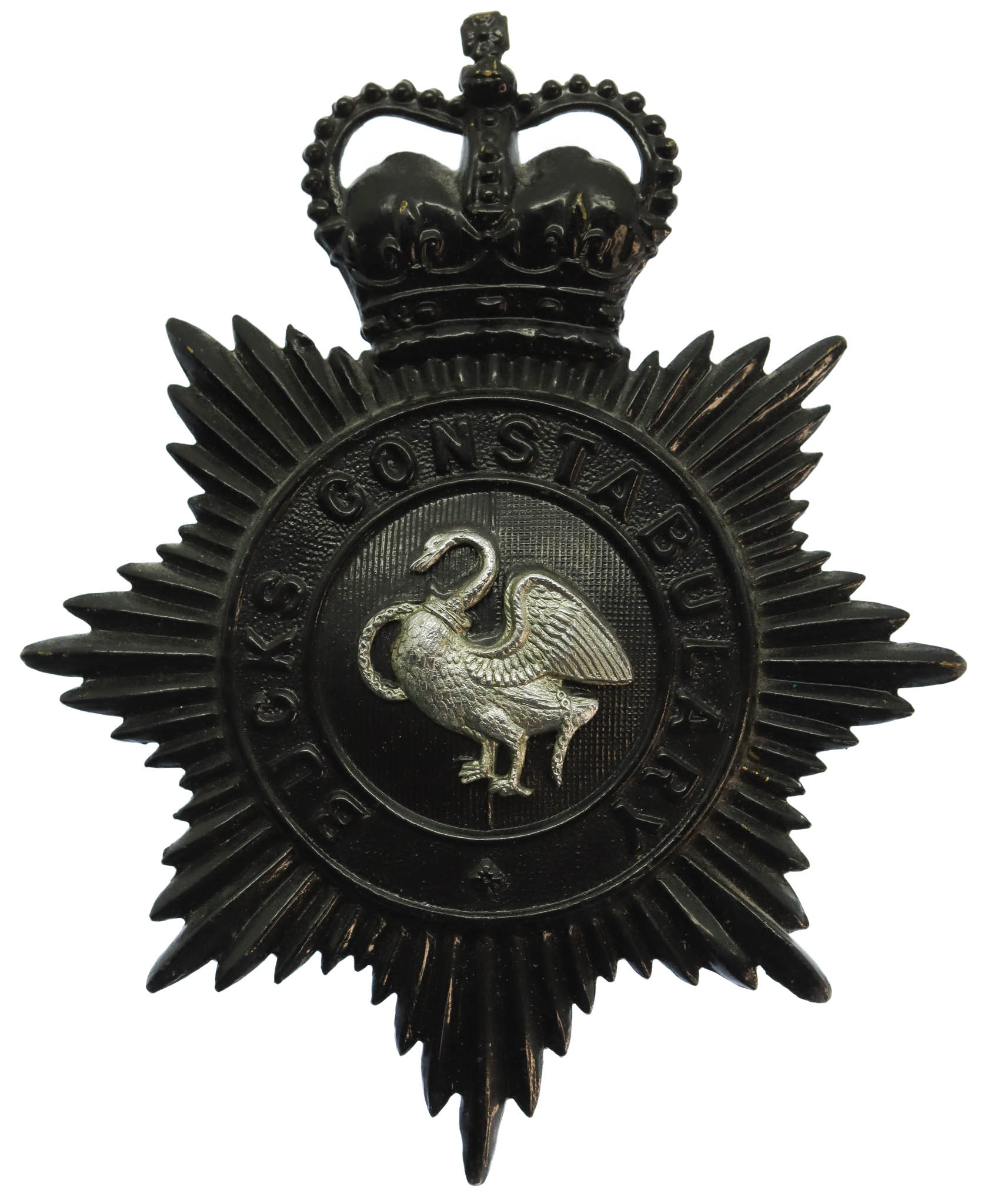 Buckinghamshire Constabulary Night Helmet Plate - Queen's Crown