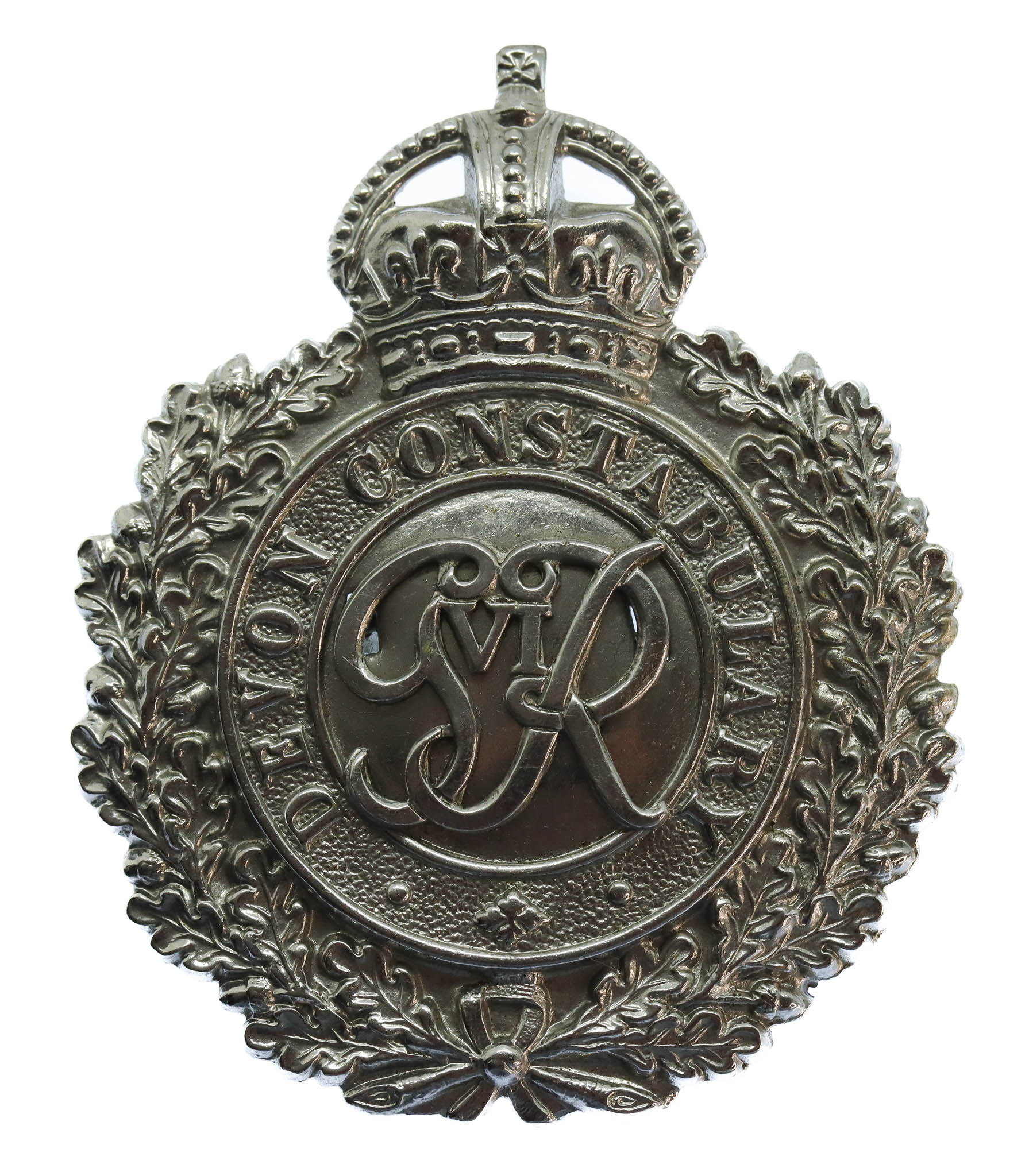 George VI Devon Constabulary Wreath Helmet Plate