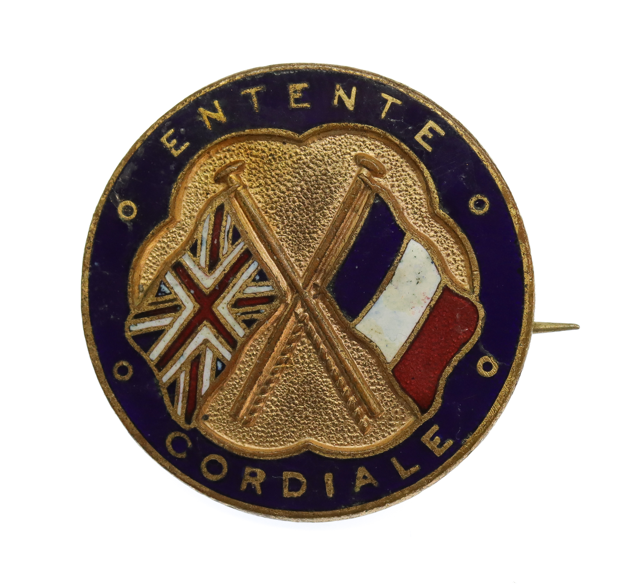 WW1 'Entente Cordiale' Britain & France Patriotic Flag Brooch Badge
