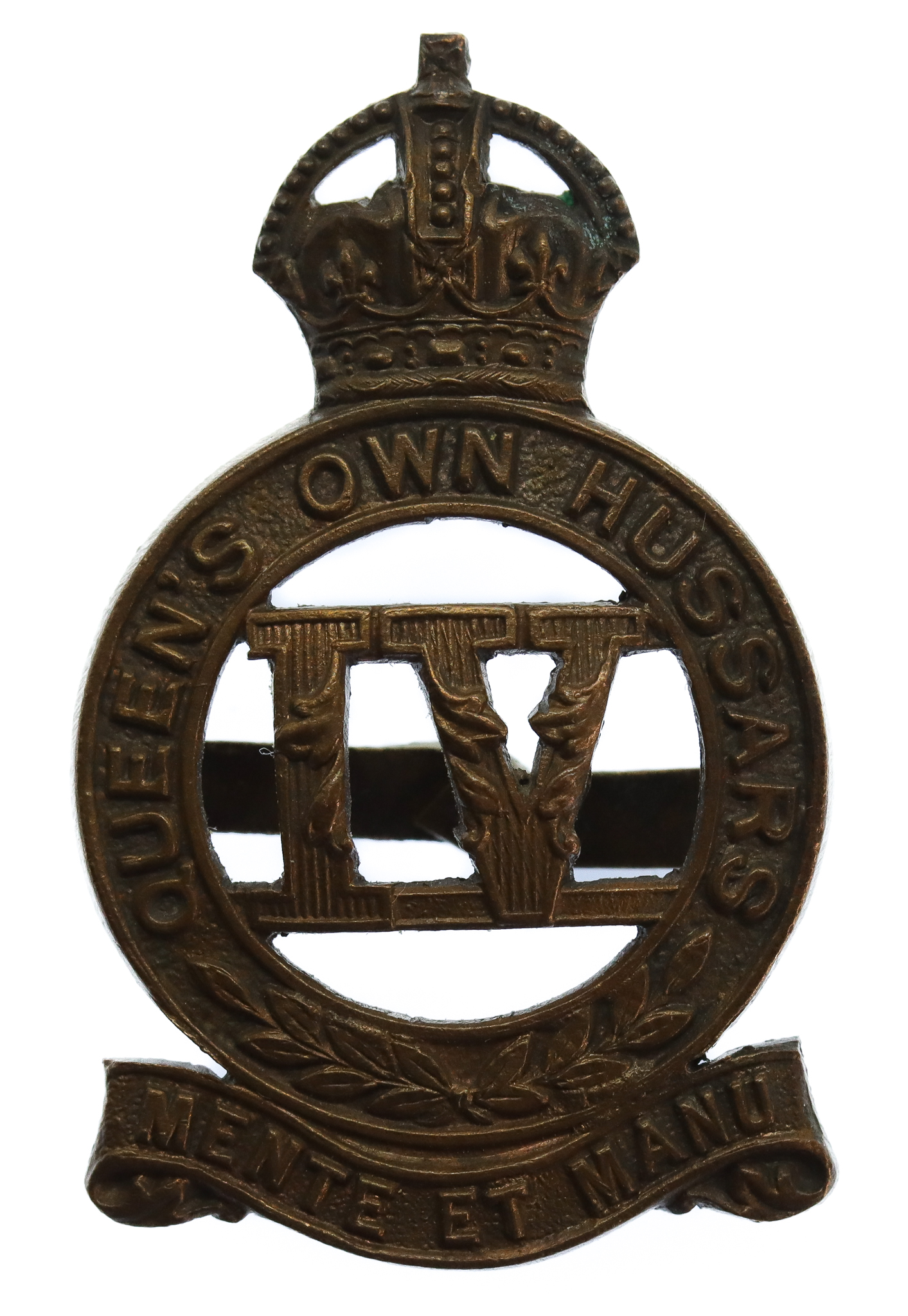4th Queen's Own Hussars Officer's Service Dress Cap Badge - King's Crown