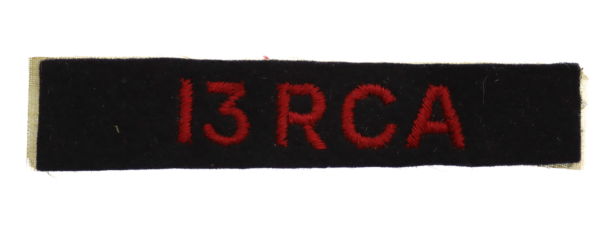 13th Royal Canadian Artillery (13 RCA) Cloth Shoulder Title