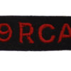 9th Royal Canadian Artillery (9 RCA) Cloth Shoulder Title