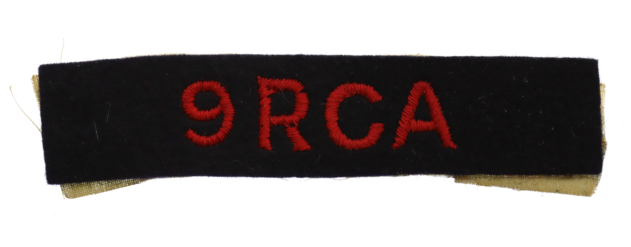 9th Royal Canadian Artillery (9 RCA) Cloth Shoulder Title