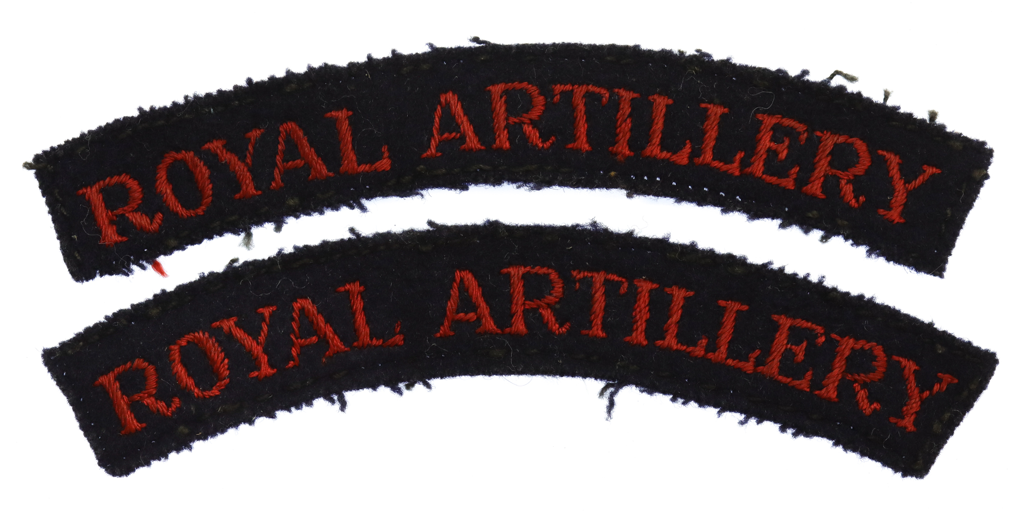 Pair of Royal Artillery (ROYAL ARTILLERY) Cloth Shoulder Titles