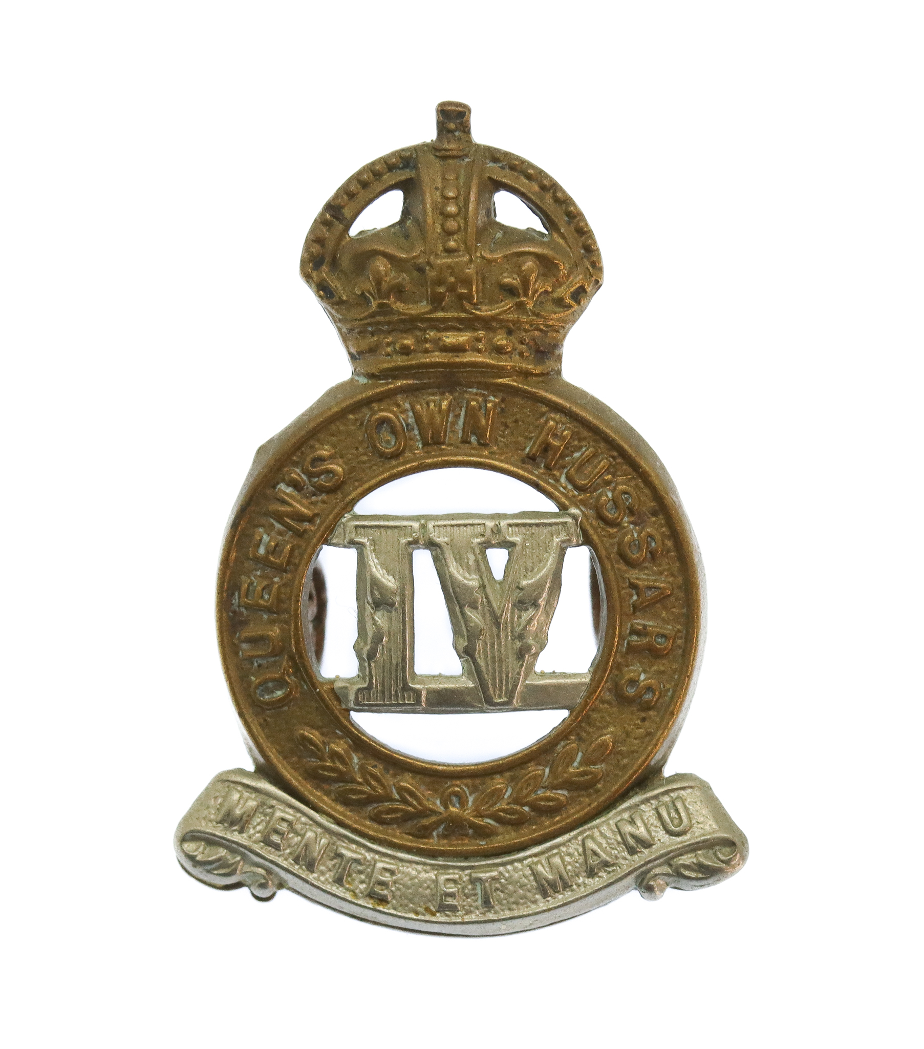 4th Queen's Own Hussars Collar Badge - King's Crown