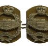 Pair of Royal Tank Regiment White Metal Collar Badges - Queen's Crown