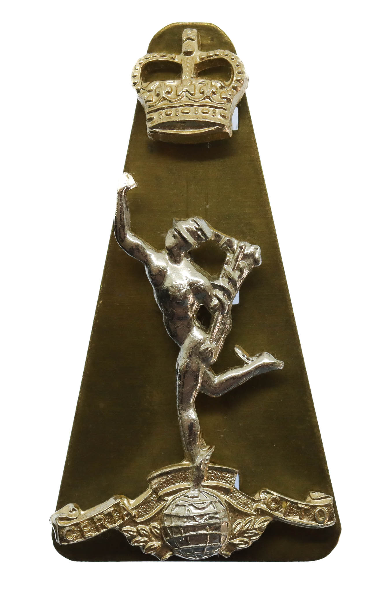 Royal Corps of Signals Anodised (Staybrite) Cap Badge - Queen's Crown