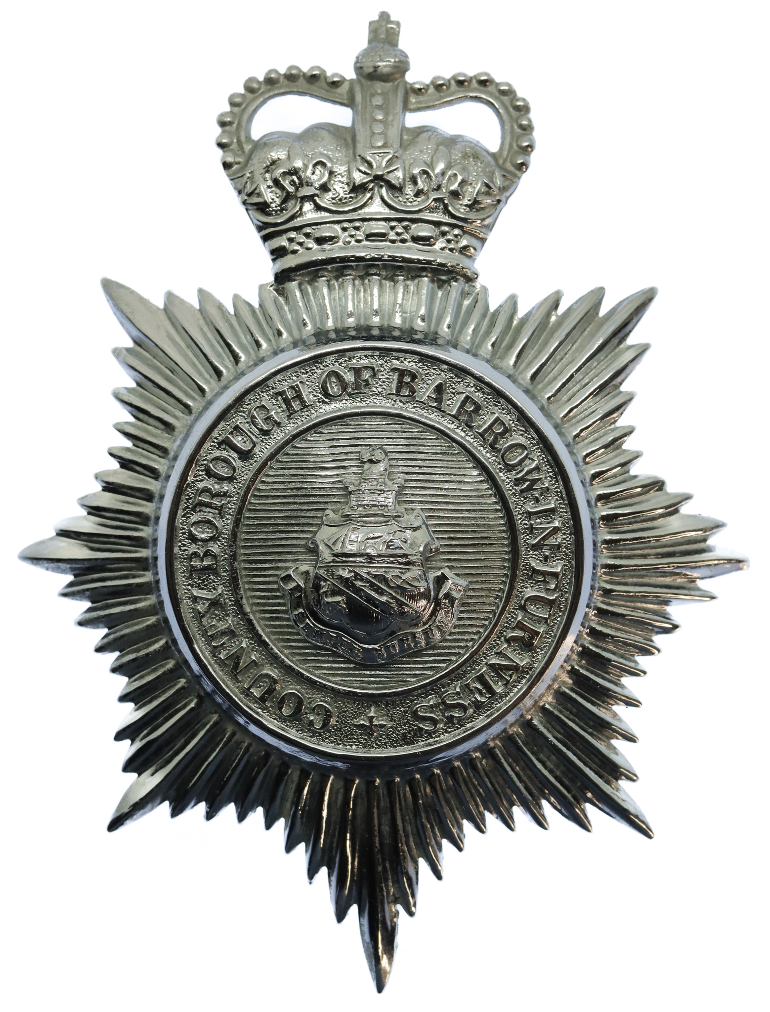 County Borough of Barrow-in-Furness Police Helmet Plate - Queen's Crown