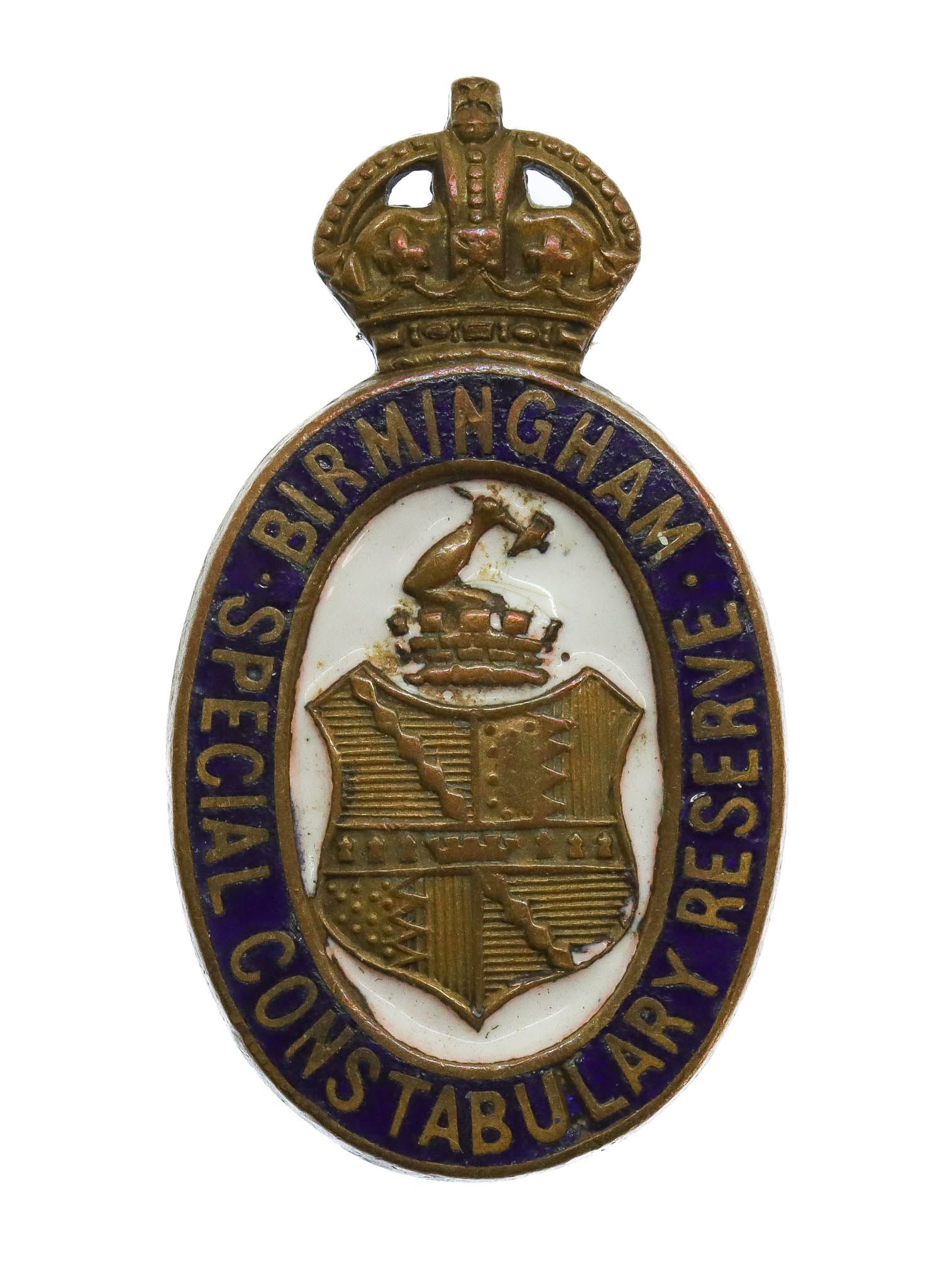 Birmingham Special Constabulary Reserve Enamelled Lapel Badge - King's Crown