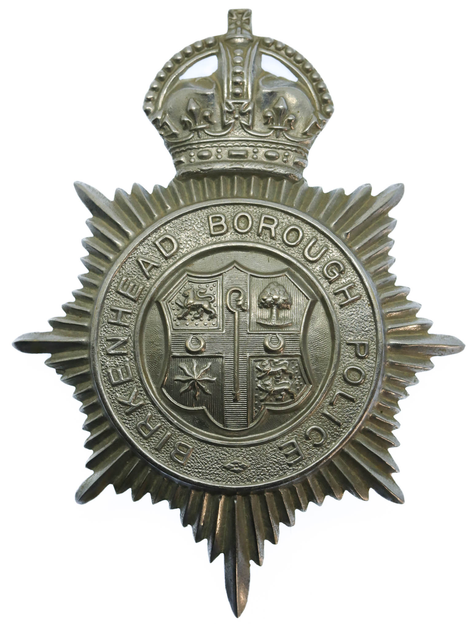 Birkenhead Borough Police Helmet Plate - King's Crown