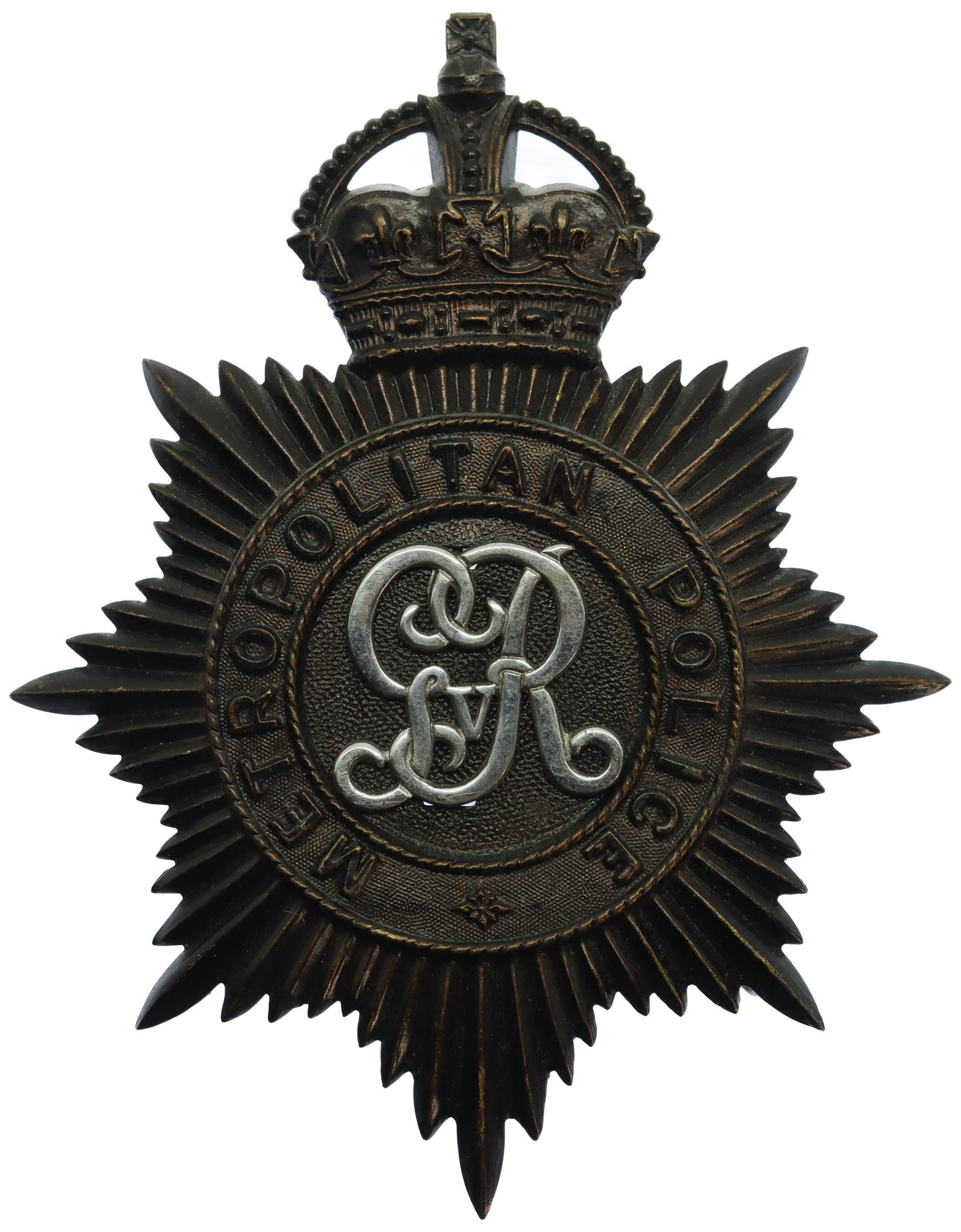 George V Metropolitan Police Night Helmet Plate