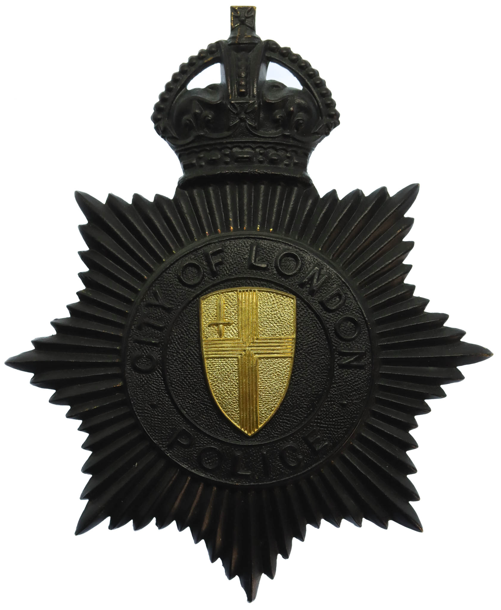 City of London Police Black Star Helmet Plate - King's Crown