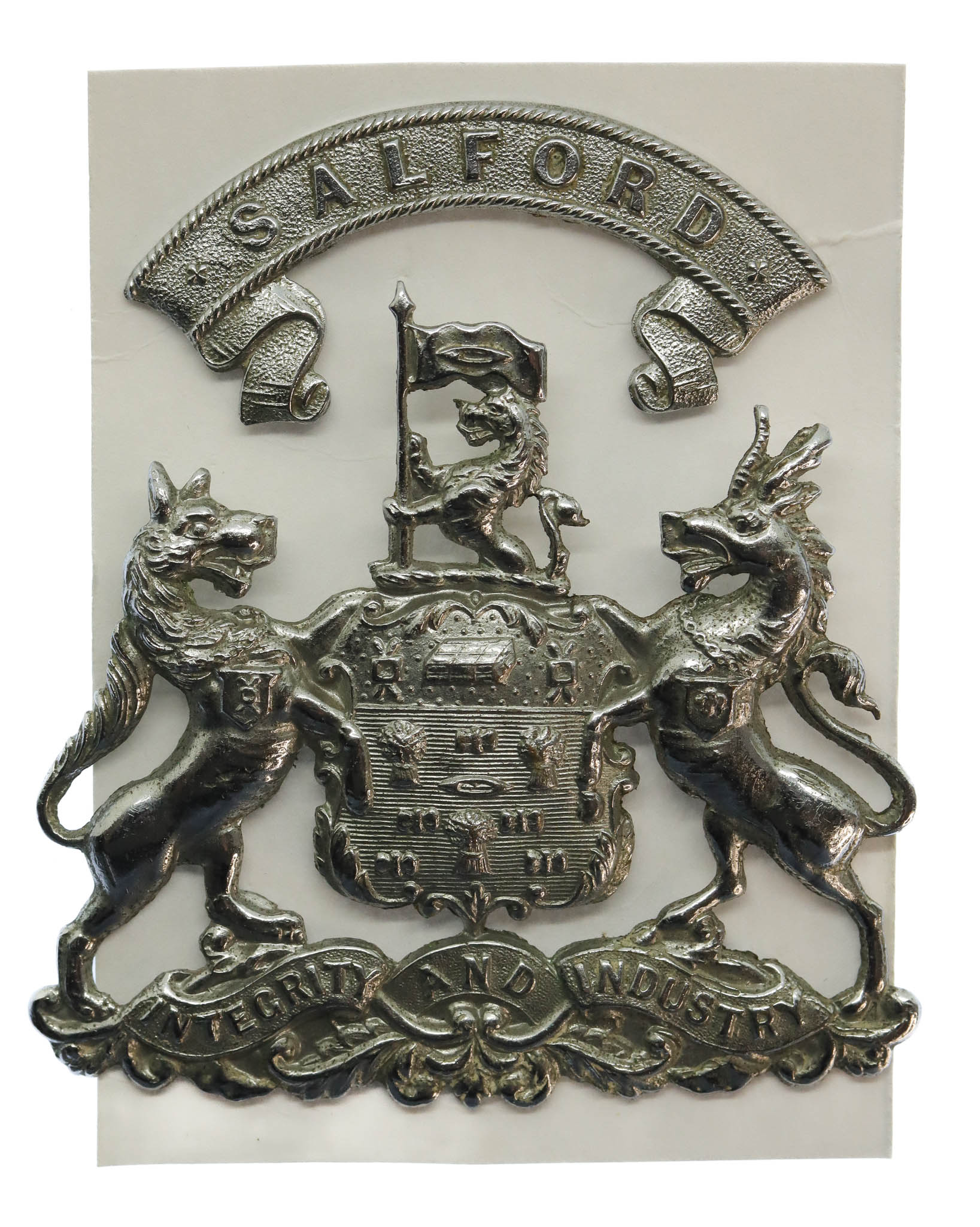 Salford City Police Coat of Arms Helmet Plate