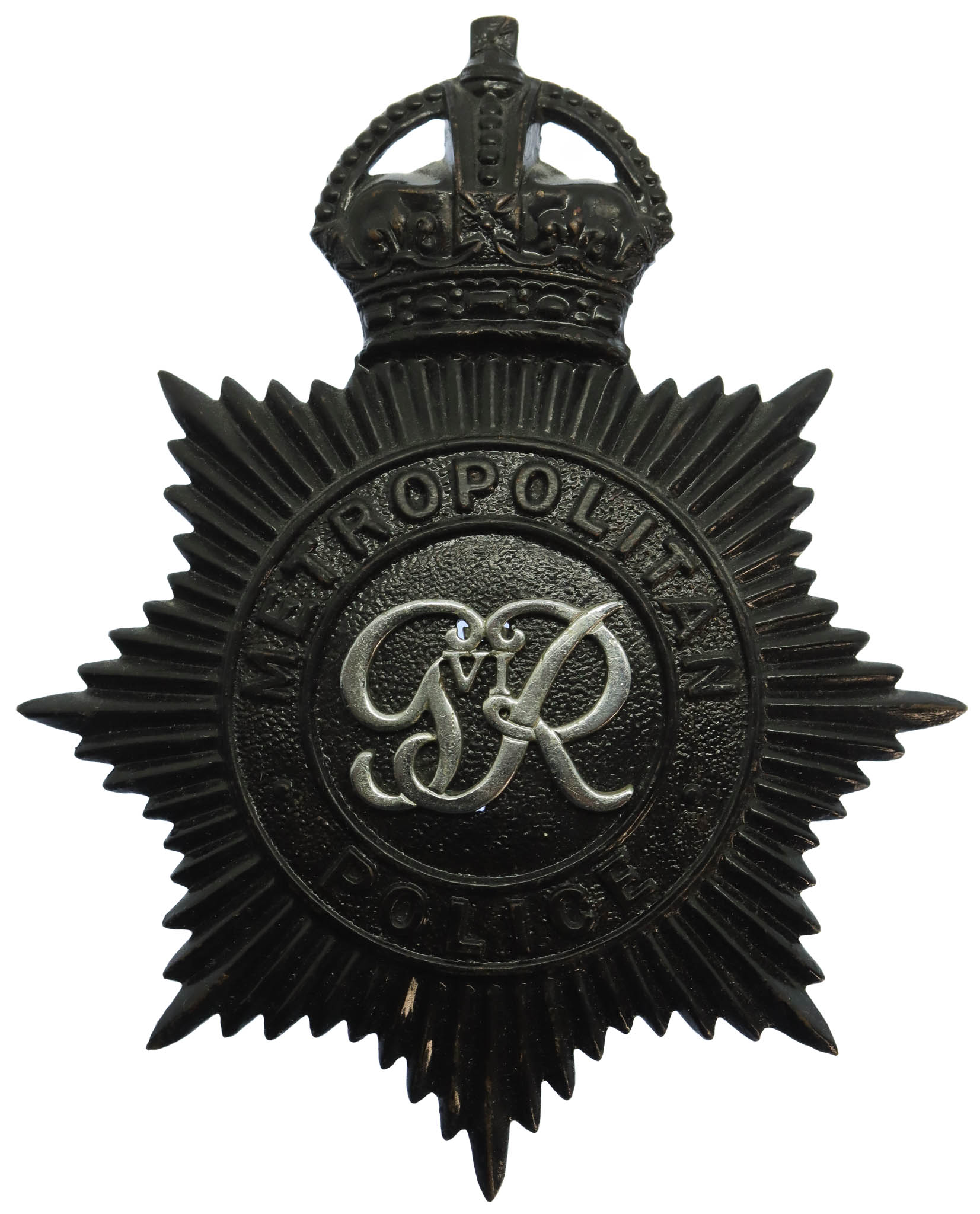 George VI Metropolitan Police Night Helmet Plate