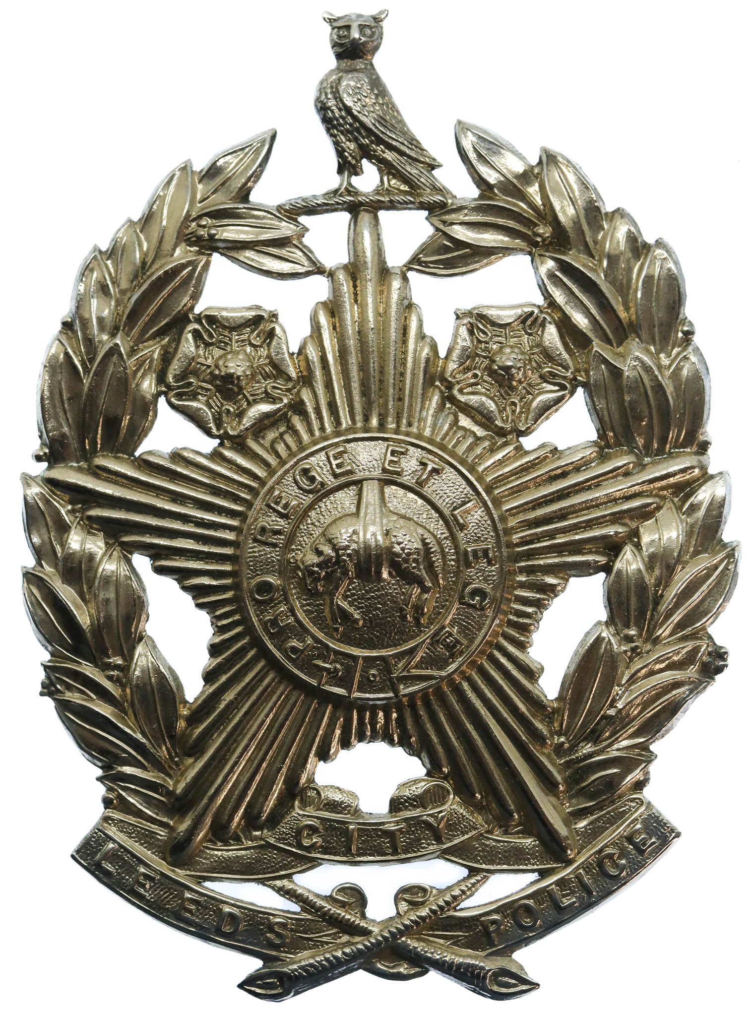 Leeds City Police Chrome Helmet Plate