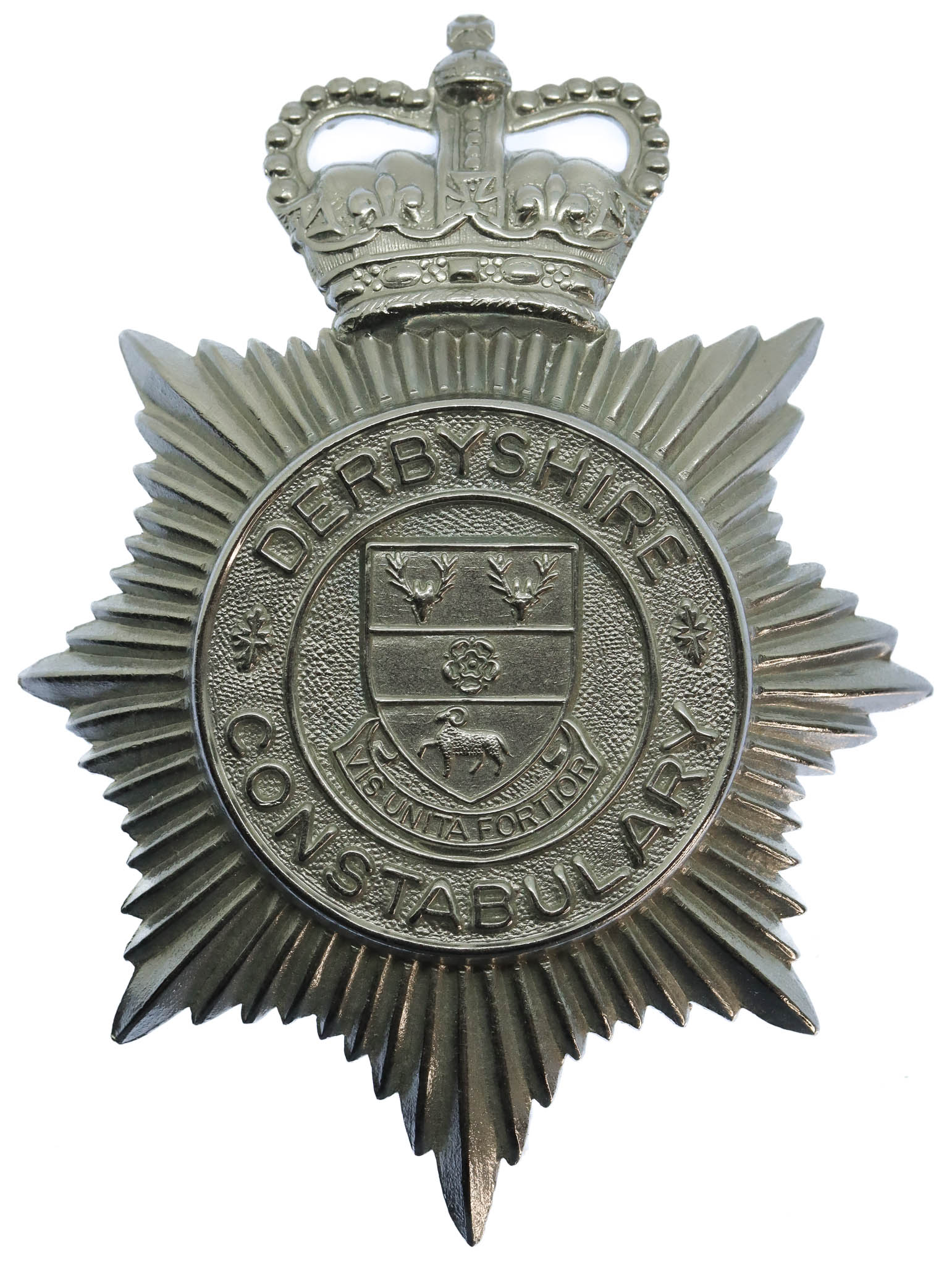 Derbyshire Constabulary Helmet Plate - Queen's Crown