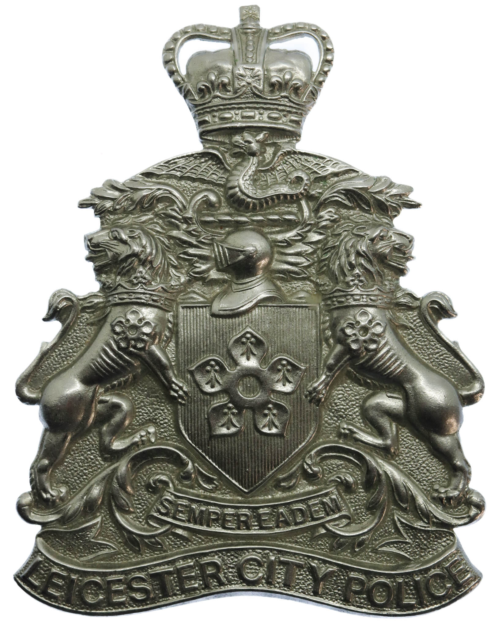 Leicester City Police Helmet Plate - Queen's Crown
