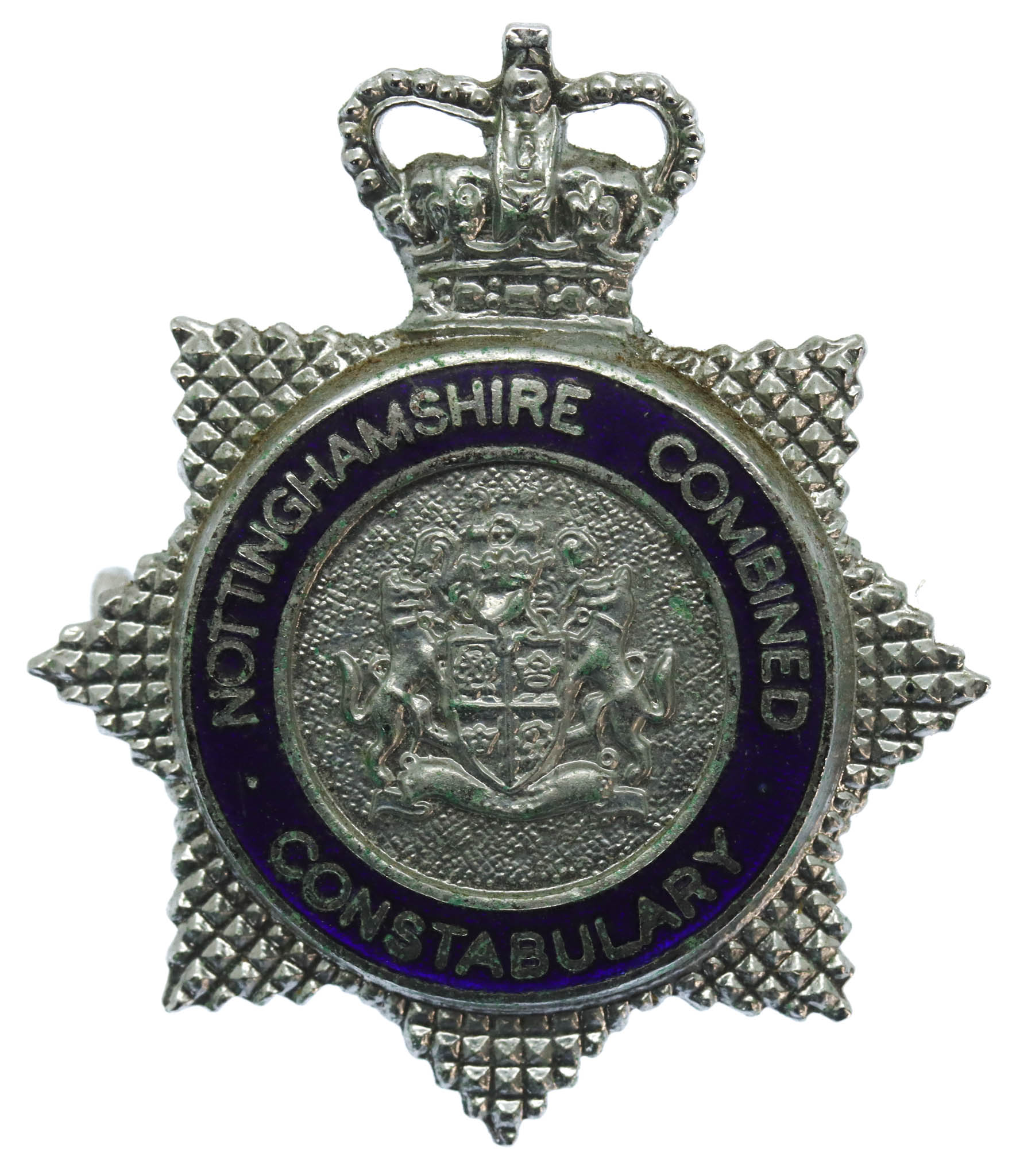 Nottinghamshire Combined Constabulary Senior Officer's Enamelled Cap Badge - Queen's Crown