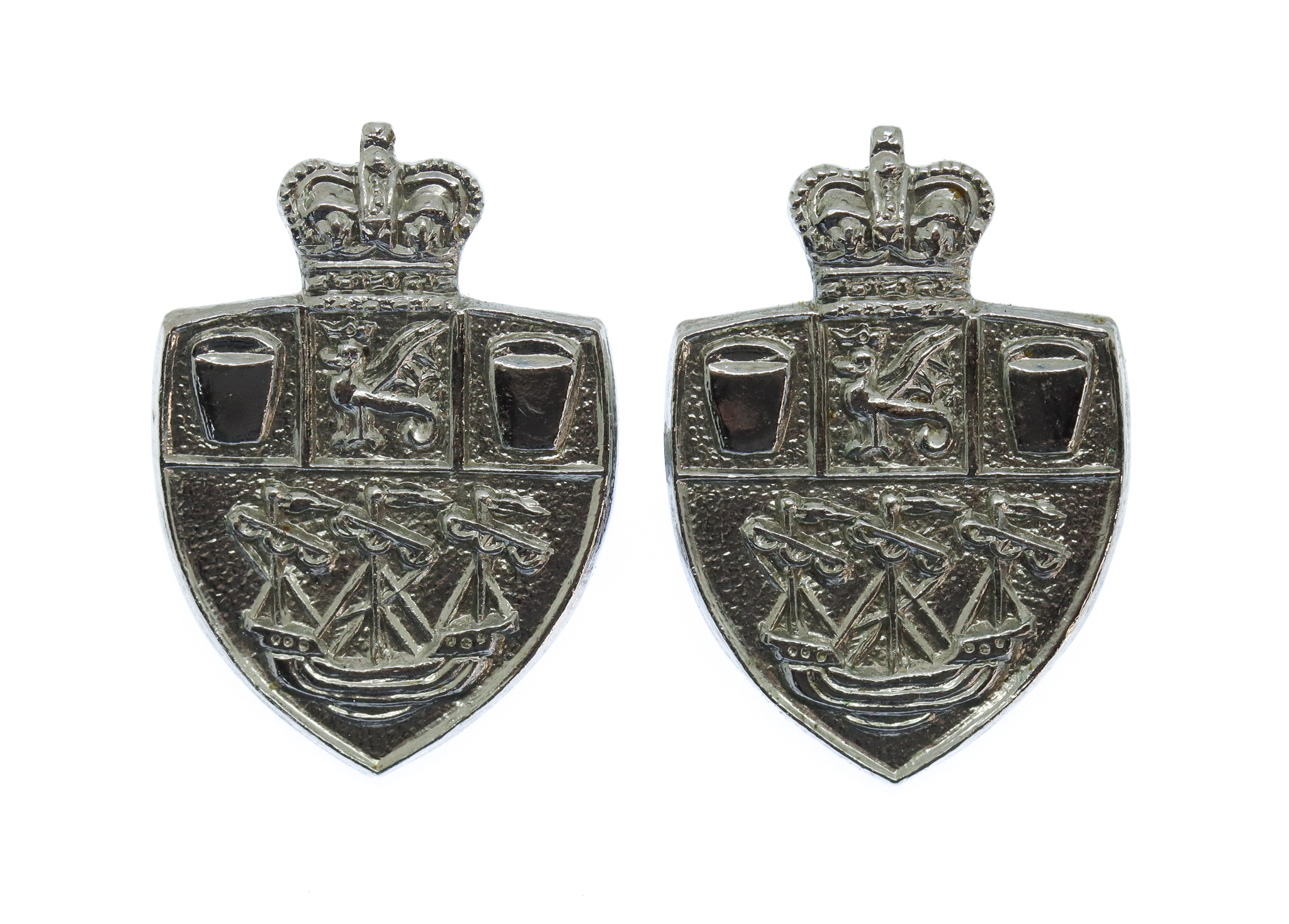 Pair of Teesside Constabulary Collar Badges - Queen's Crown