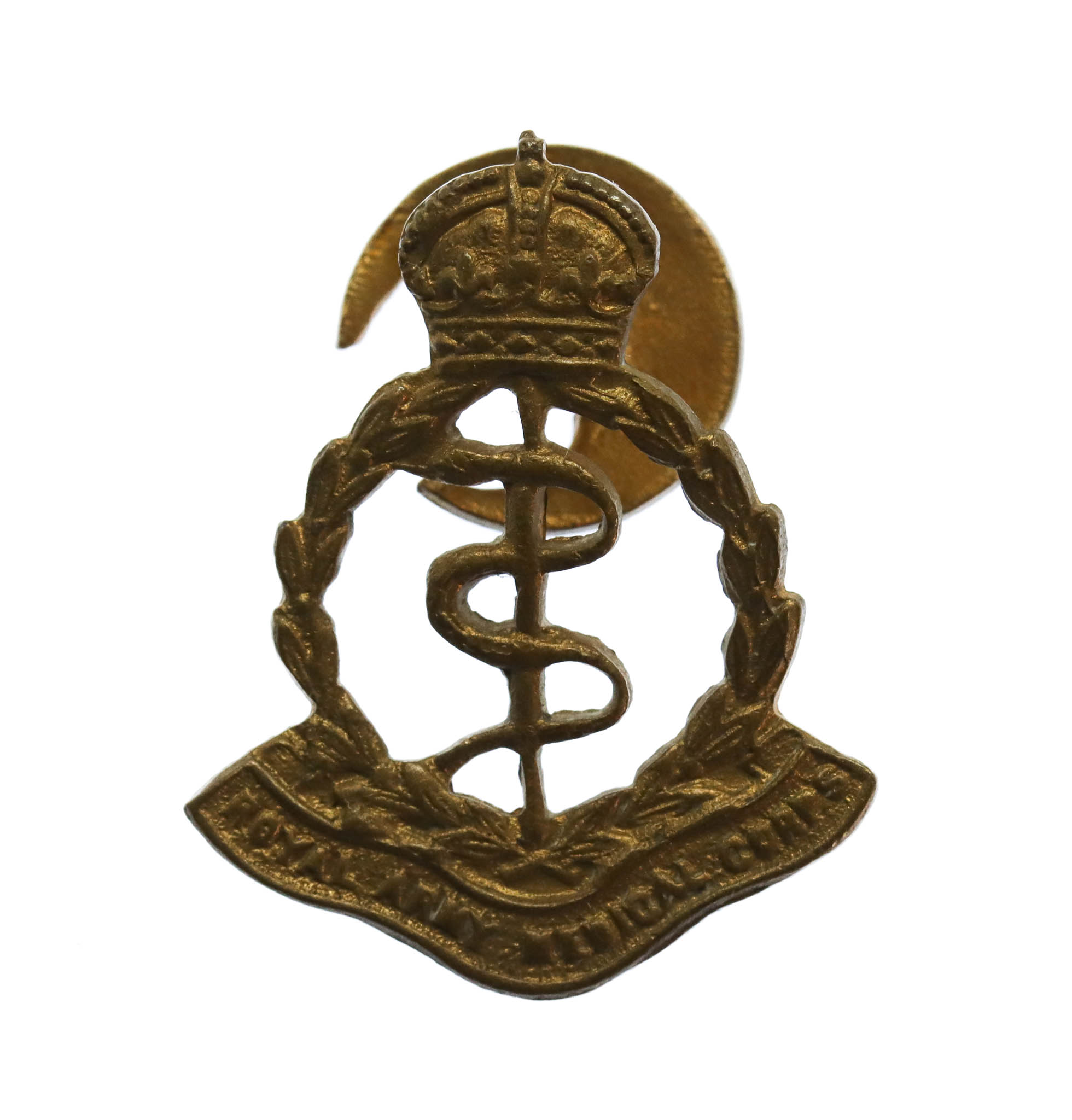 Royal Army Medical Corps (R.A.M.C.) Brass Lapel Badge - King's Crown