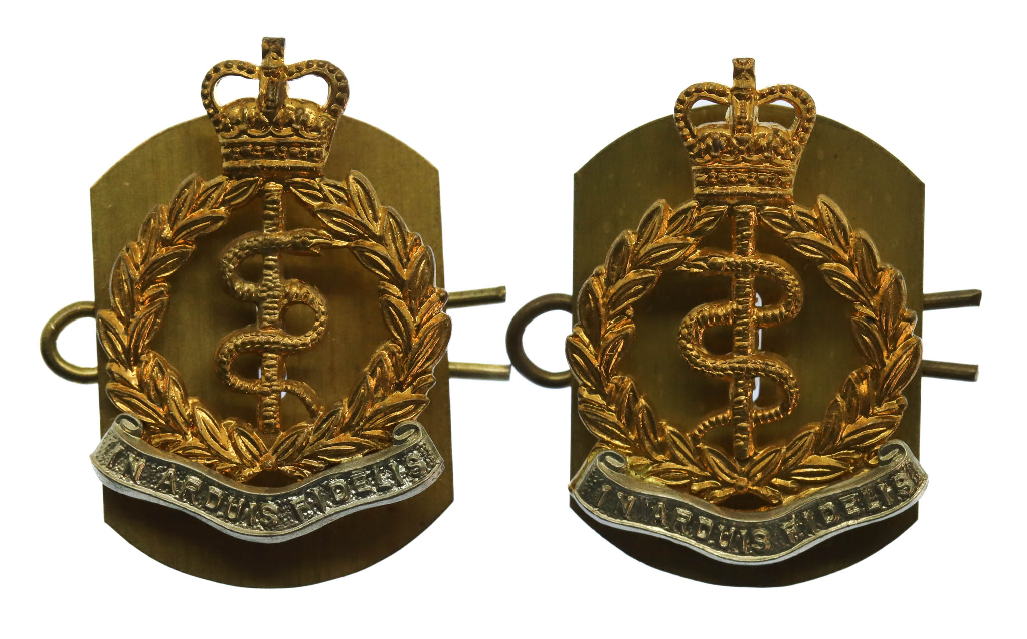 Pair of Royal Army Medical Corps (R.A.M.C.) Collar Badges -  Queen's Crown